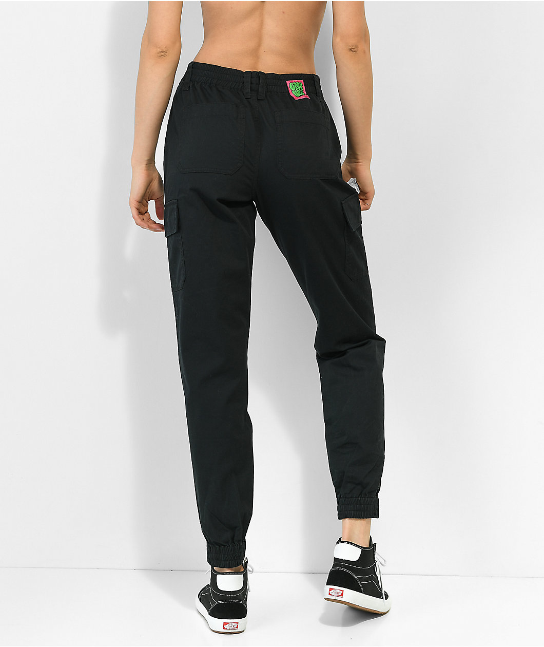 Empyre Emory Elastic Waist Black Cargo Jogger Pants