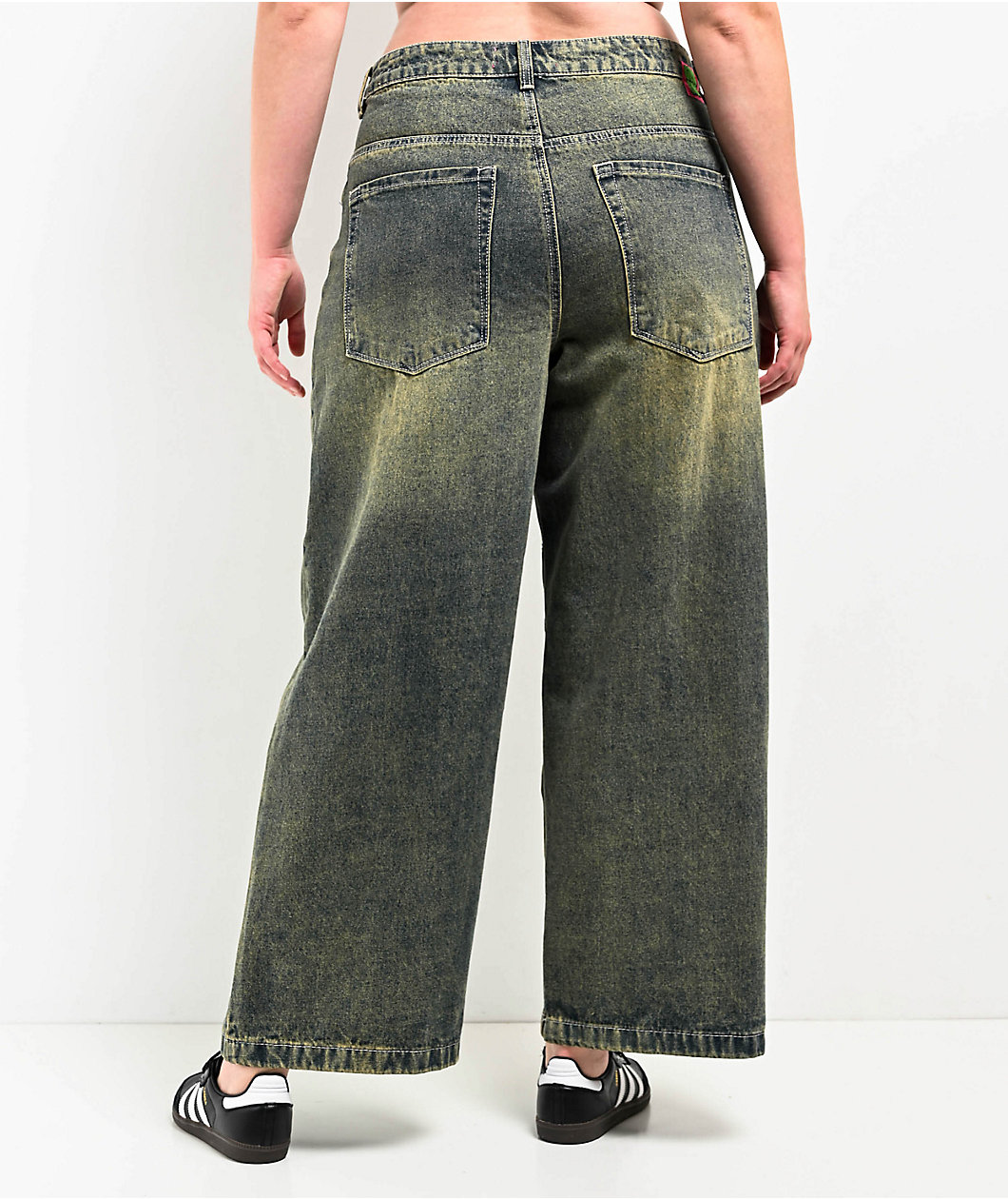 Empyre Extent Petrol Wash Low Rise Wide Leg Jeans