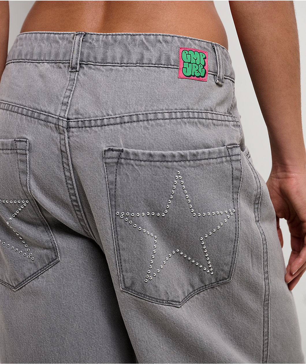 Empyre Extent Pockies Grey Mid Rise Wide Leg Jeans