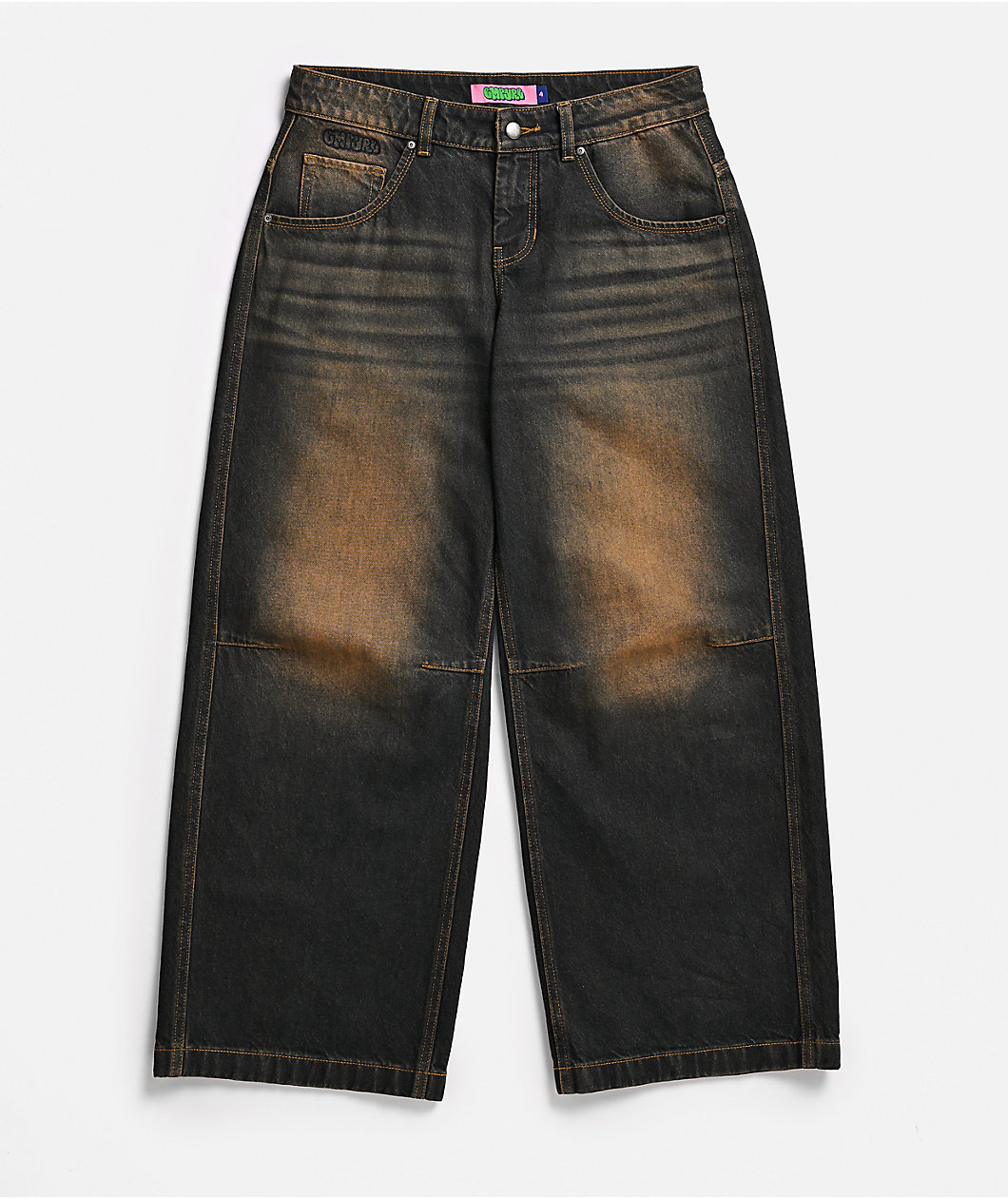 Empyre Extent Sunset Brown Wash Mid Rise Wide Leg Jeans