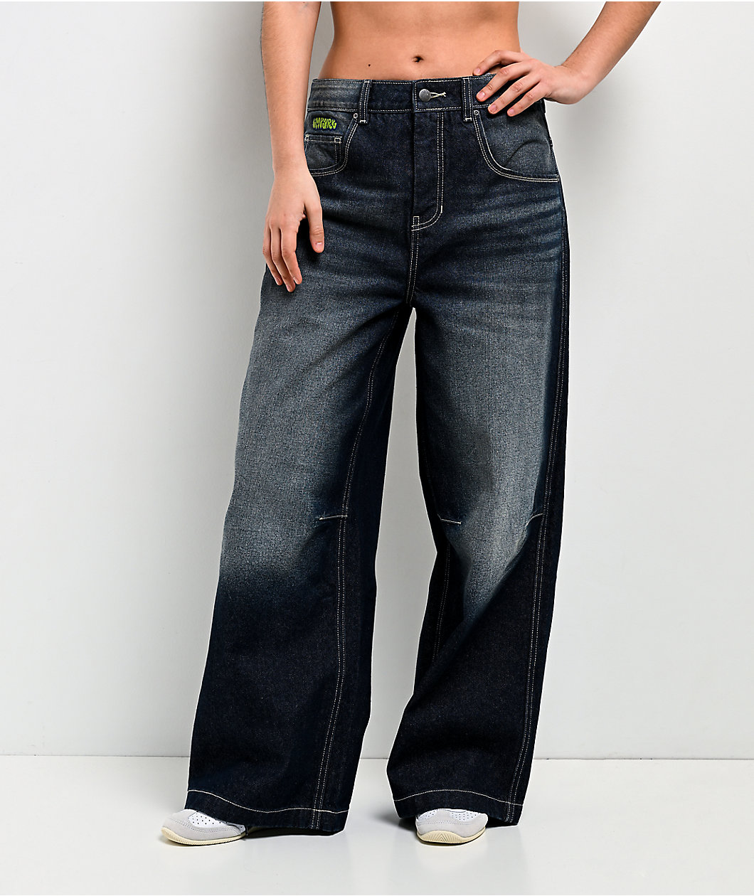Empyre Extent Twilight Blue Was Mid Rise Wide Leg Jeans