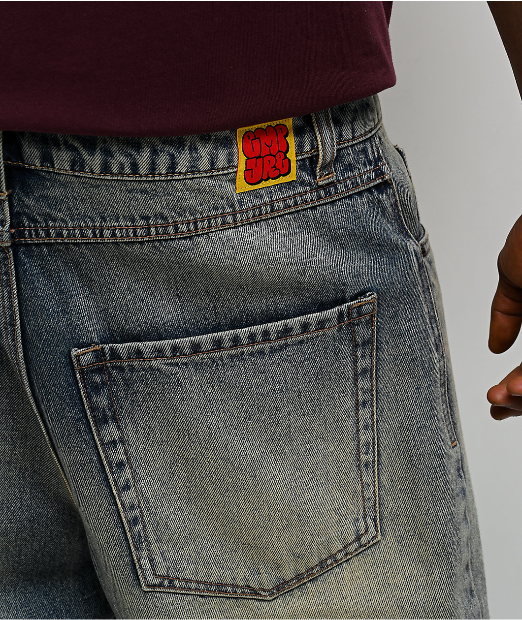 Empyre Faded Blue Wash Loose Fit Skate Shorts