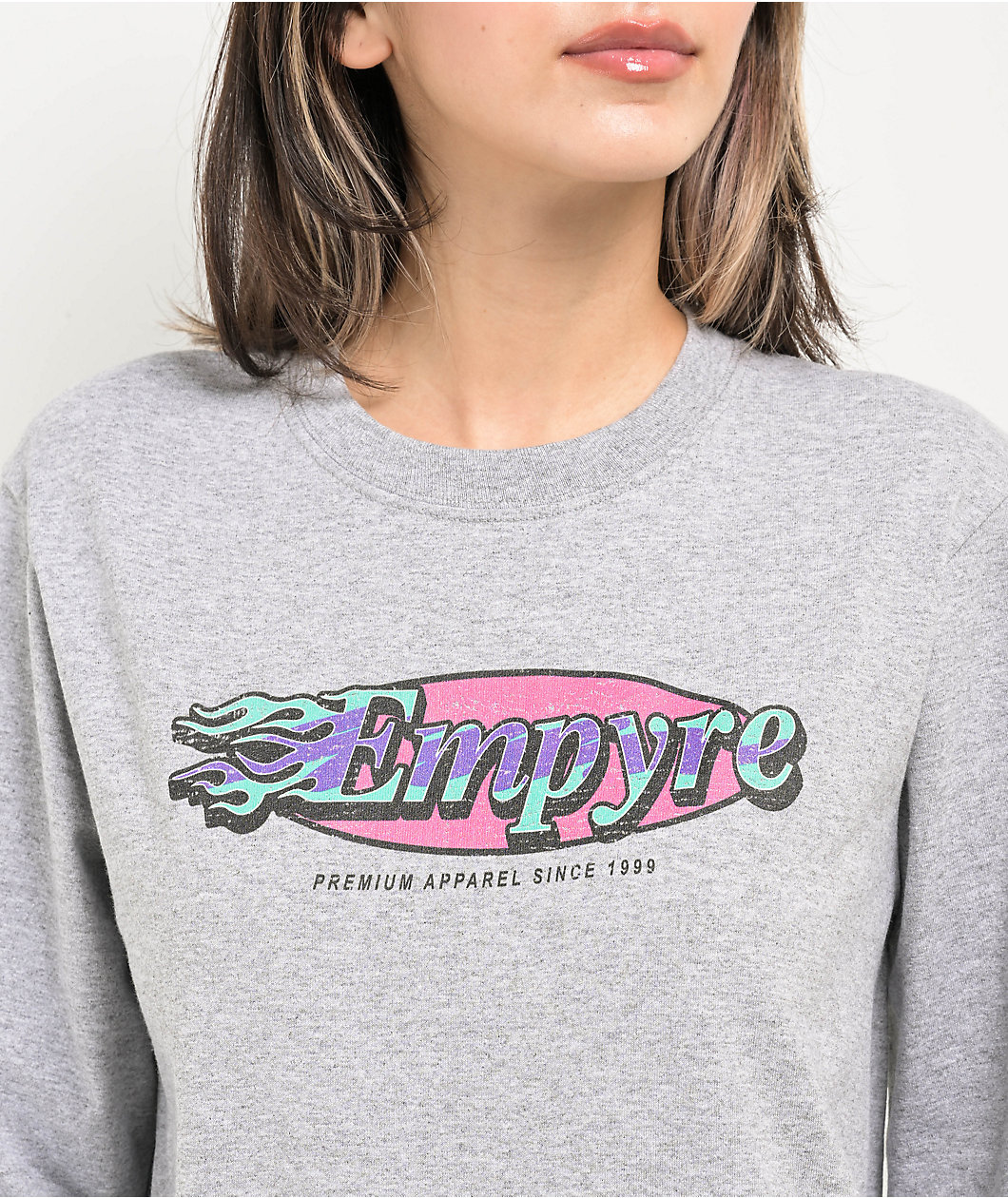 Empyre Fire Logo Heather Grey Long Sleeve T-Shirt