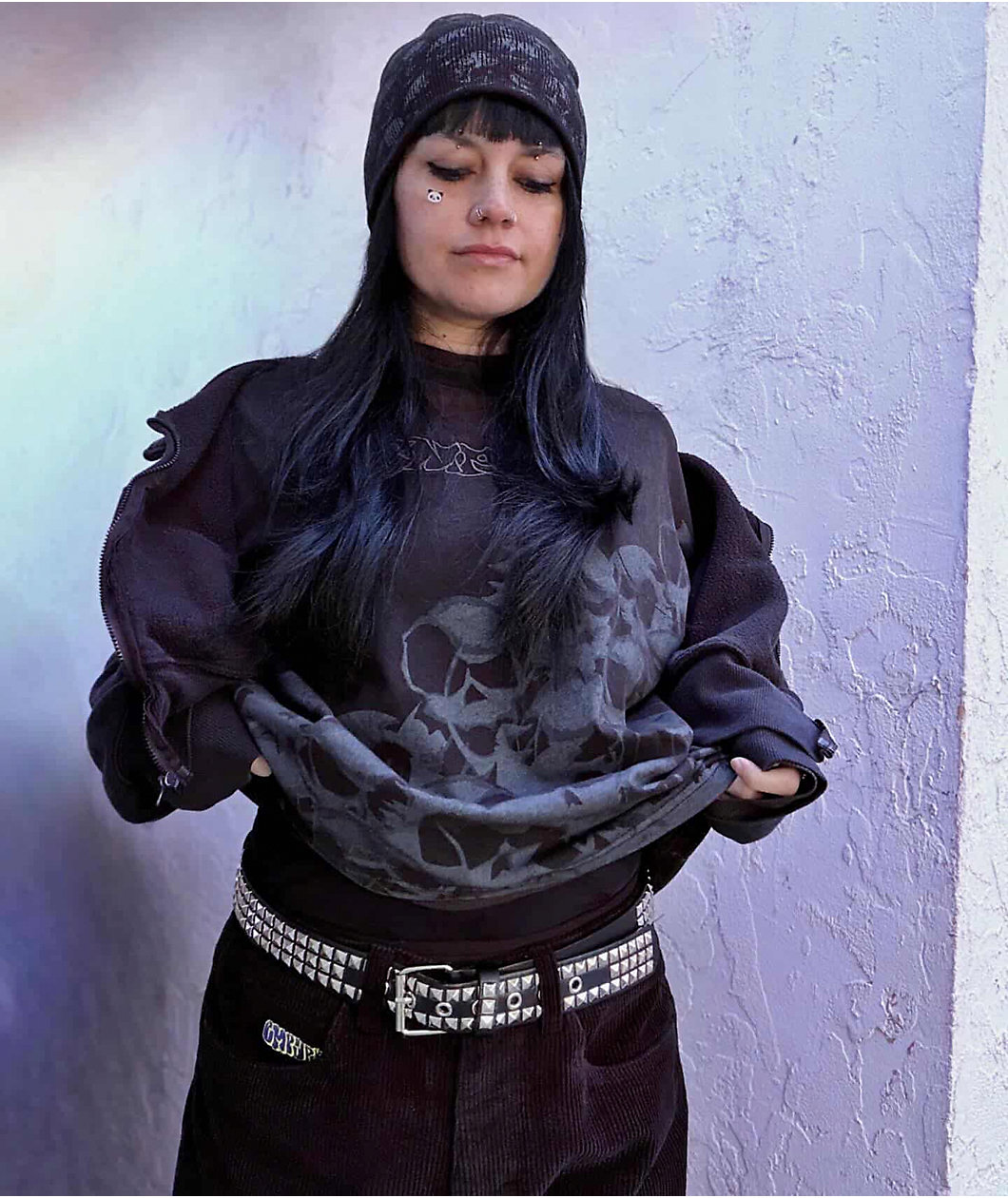 Empyre Frances Skulls Black Wash Boxy T-Shirt