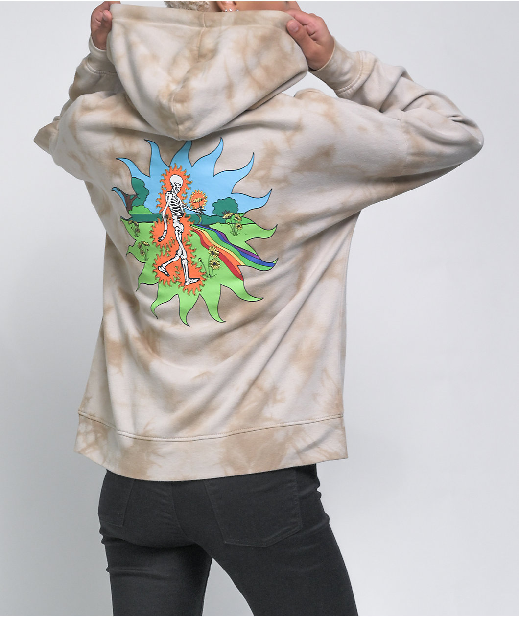 Empyre Fredia Embroidered Tan Tie Dye Hoodie