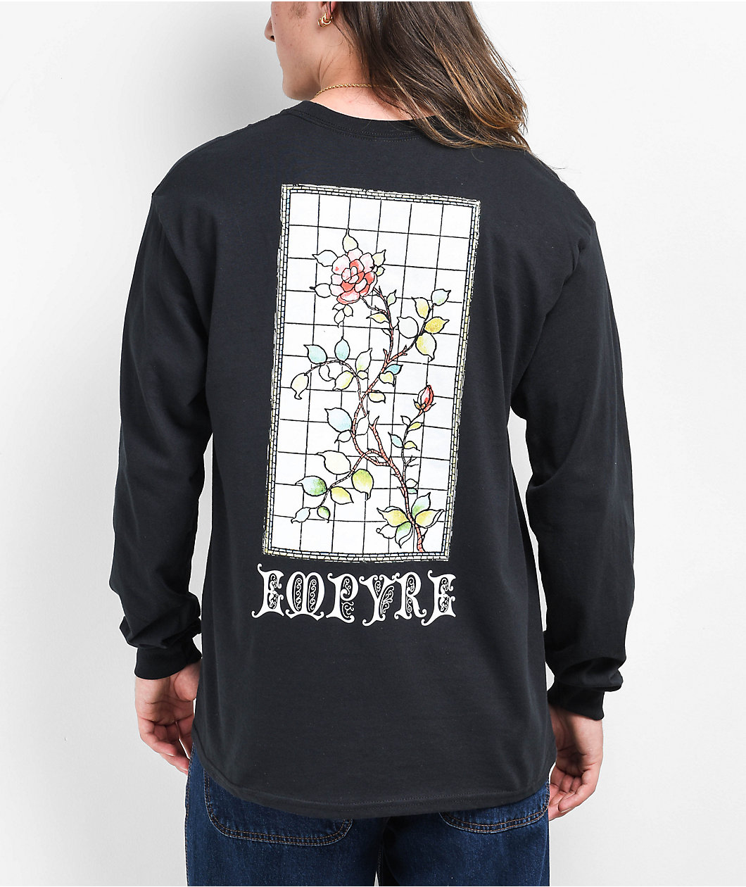 Empyre Glass Rose Black Long Sleeve T-Shirt