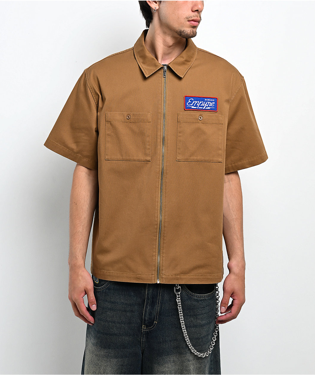 Empyre Glen Brown Zip Work Shirt
