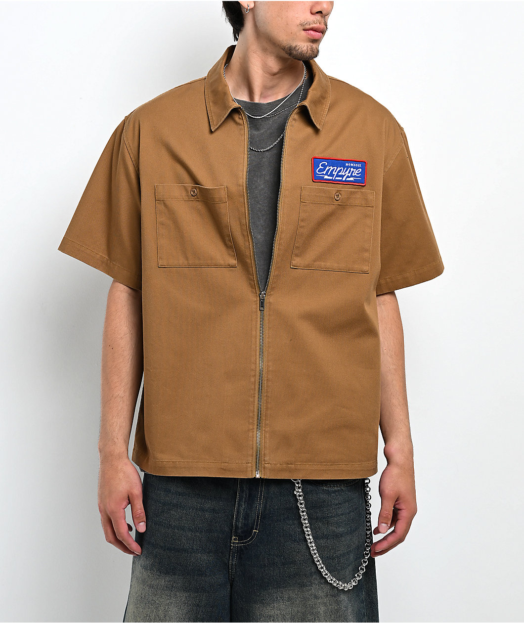Empyre Glen Brown Zip Work Shirt