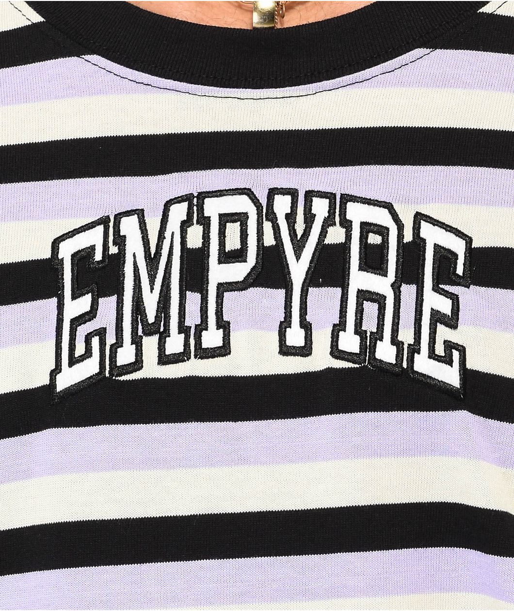 Empyre Good Sport Black, White & Purple Stripe Long Sleeve T-Shirt