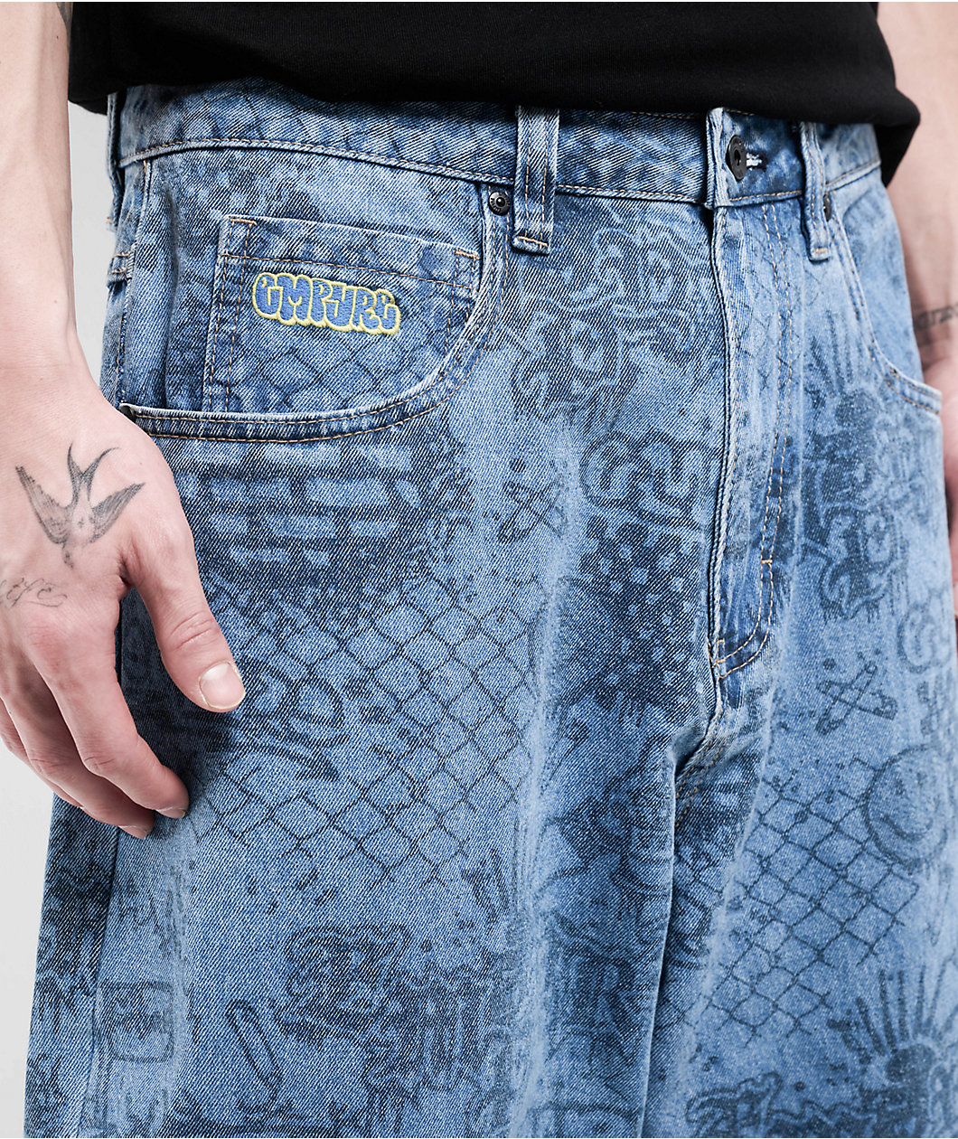 Empyre Graf Blue Ultra Wide Skate Jeans