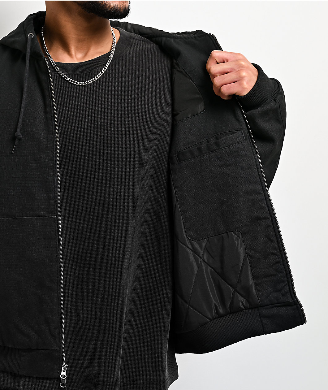 Empyre Grate Black Hooded Canvas Jacket