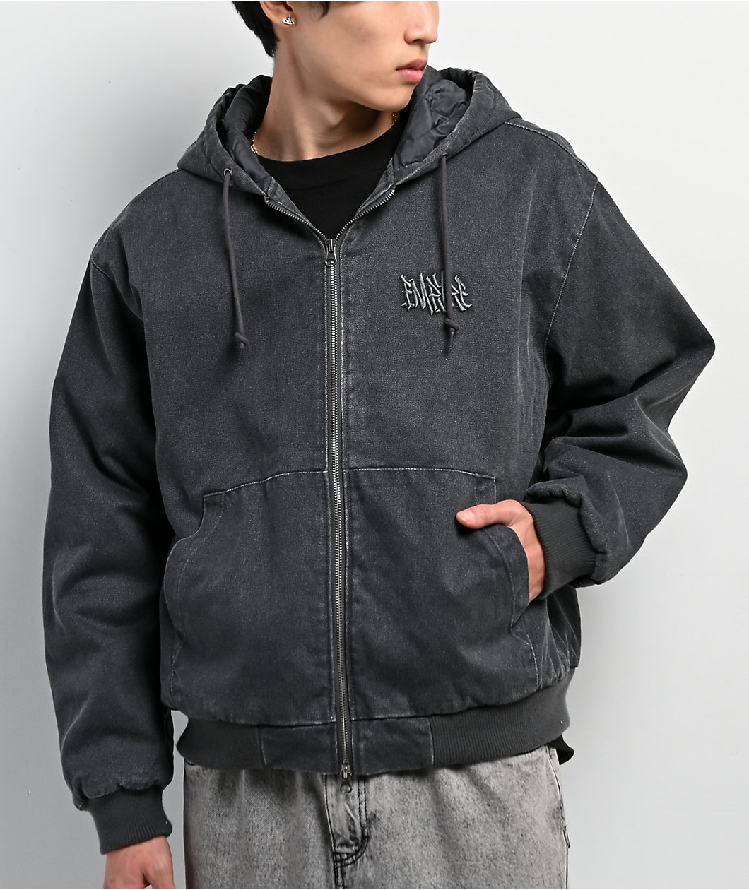 Empyre Grate Black Wash Hooded Canvas Jacket