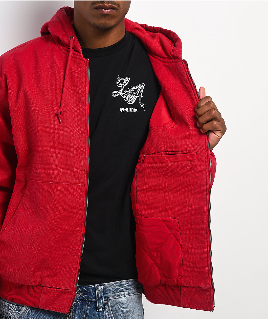 Empyre Grate Red Hooded Canvas Jacket