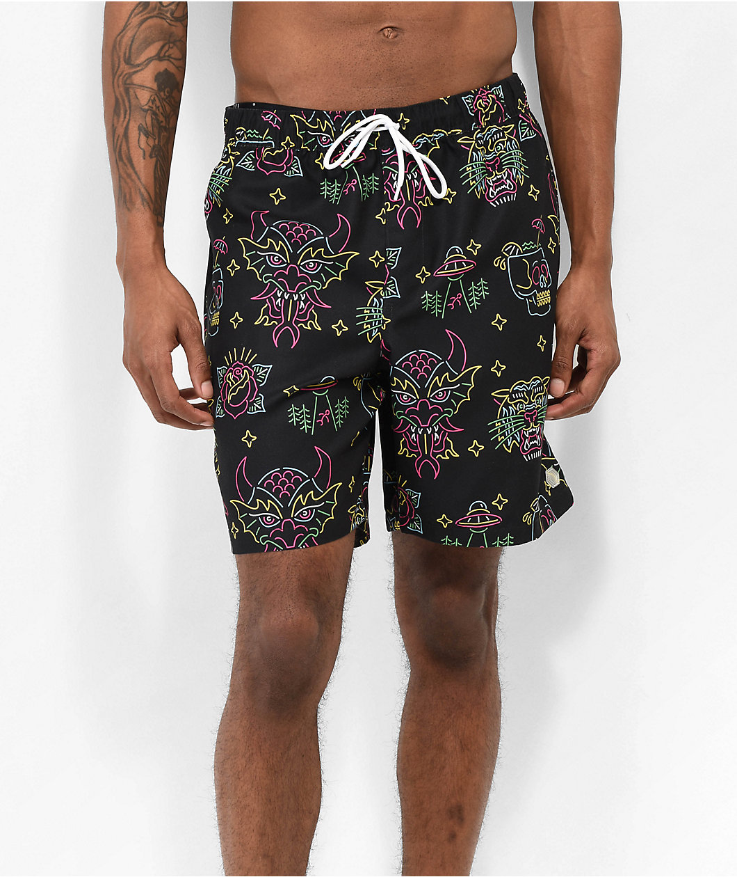 Empyre Grom Neon Lights & Black Board Shorts