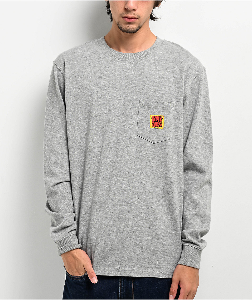 Empyre Hammer Time Heather Grey Long Sleeve Pocket T-Shirt