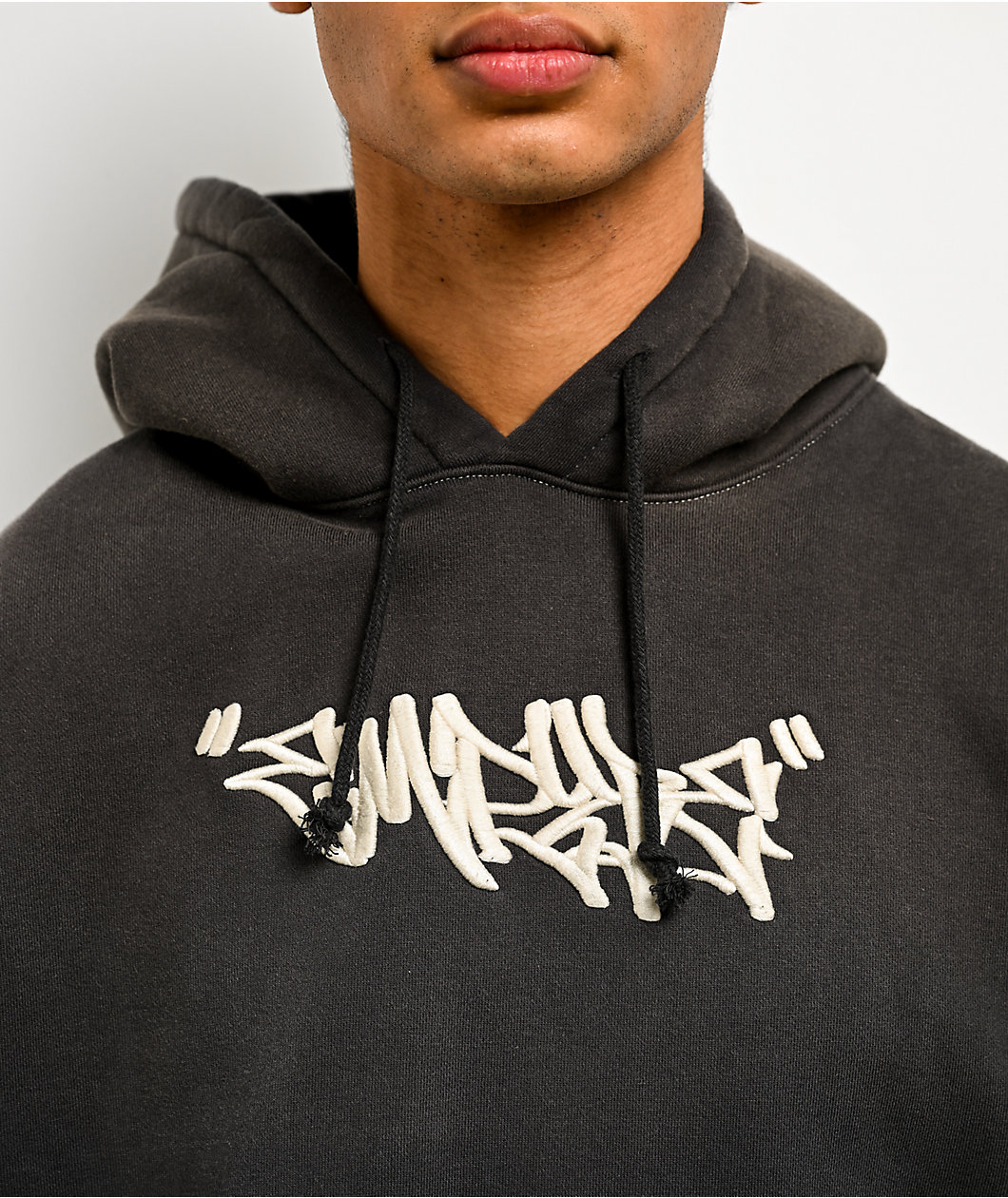 Empyre Hangnail Black Wash Crop Hoodie