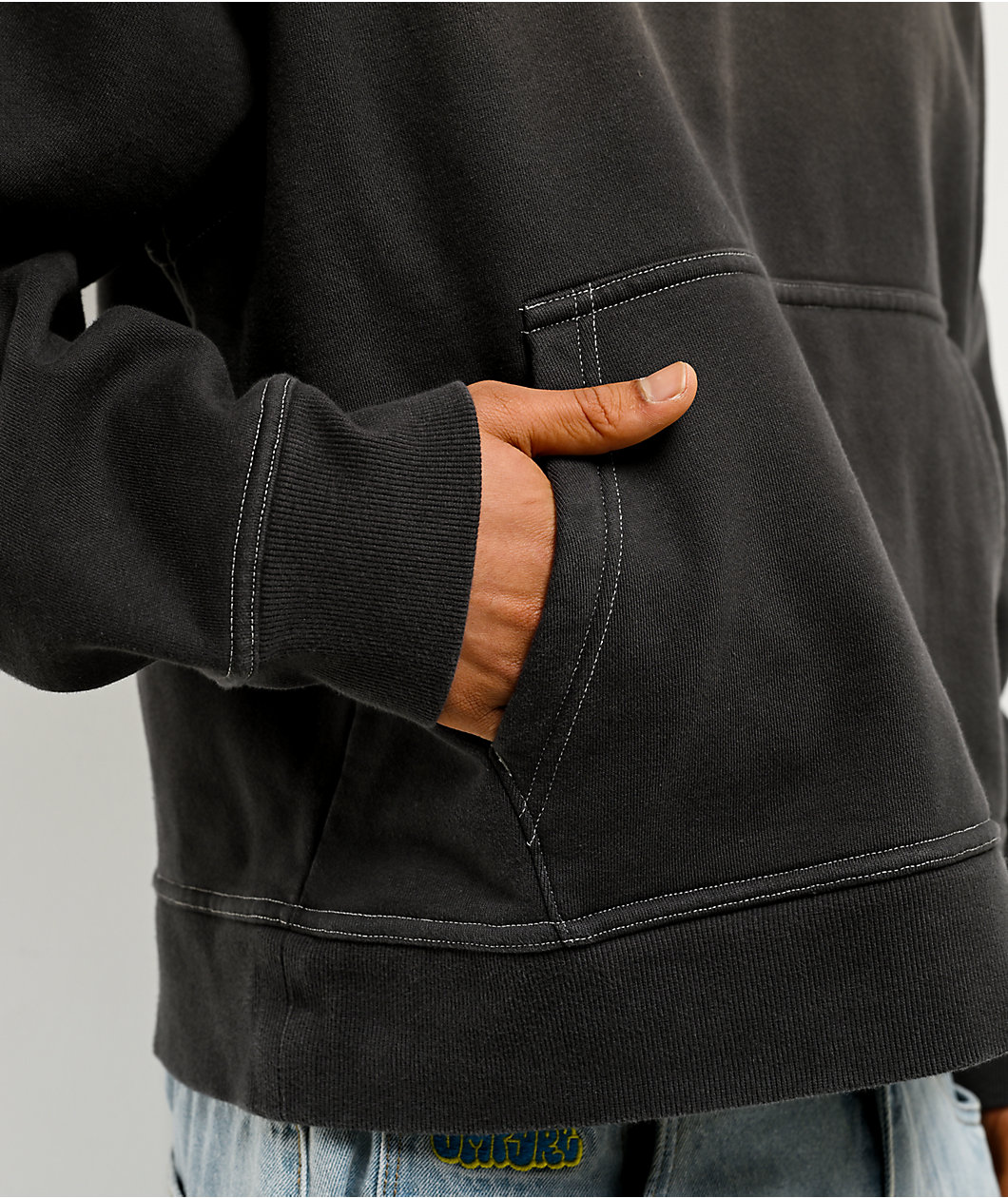 Empyre Hangnail Black Wash Crop Hoodie