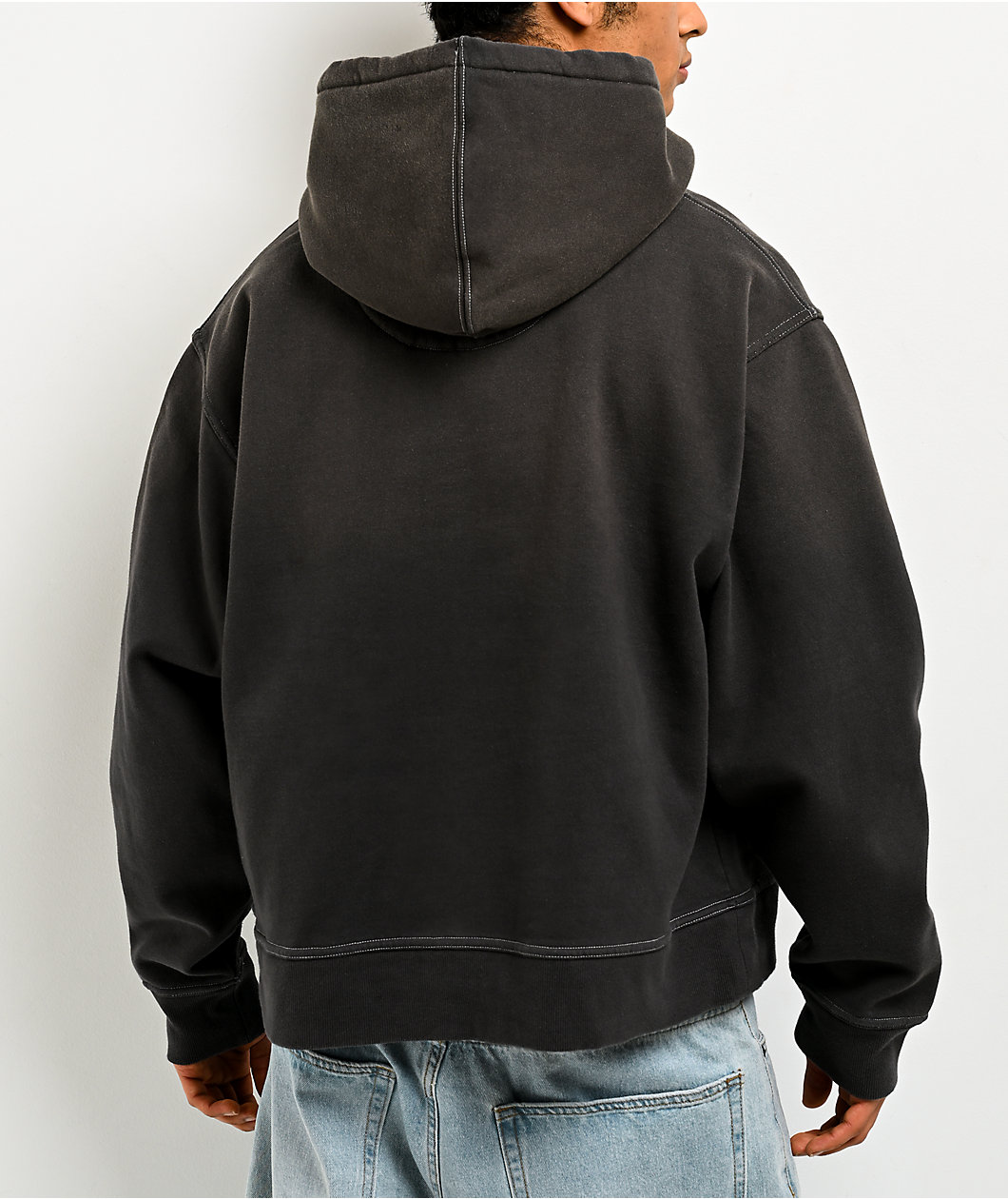 Empyre Hangnail Black Wash Crop Hoodie