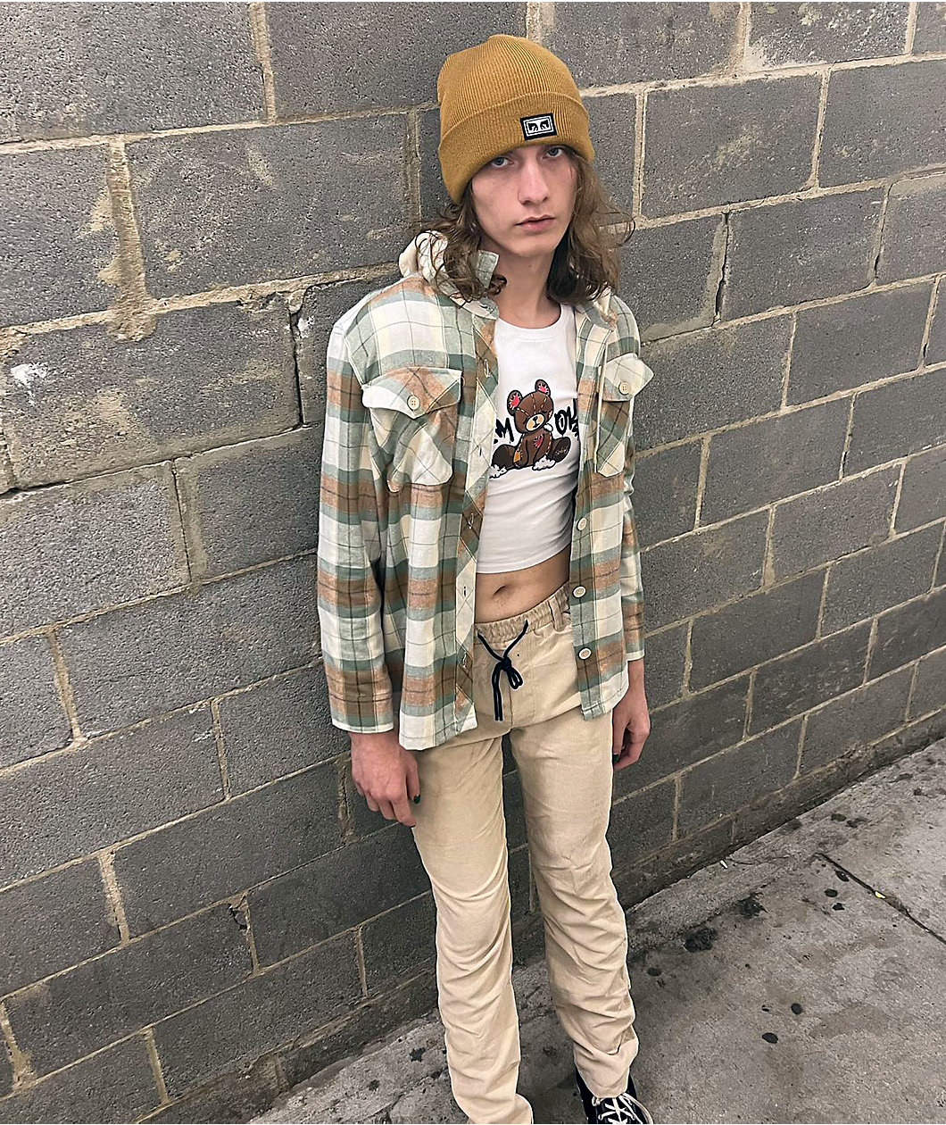 Empyre Holly Green & Grey Hooded Flannel Jacket