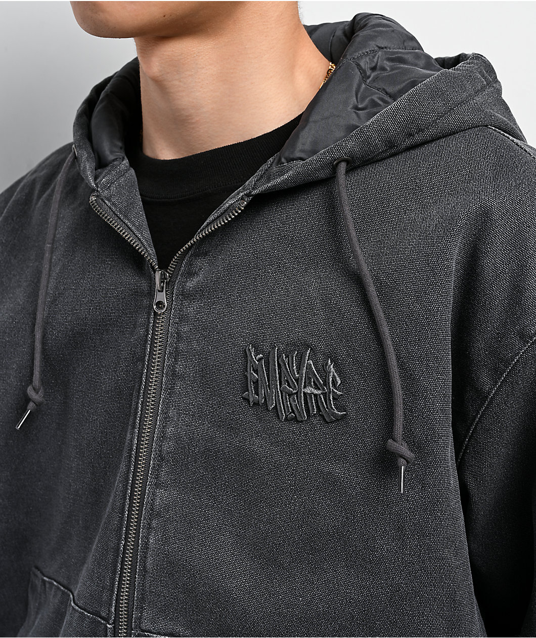 Empyre Hooded Black Wash Chore Jacket