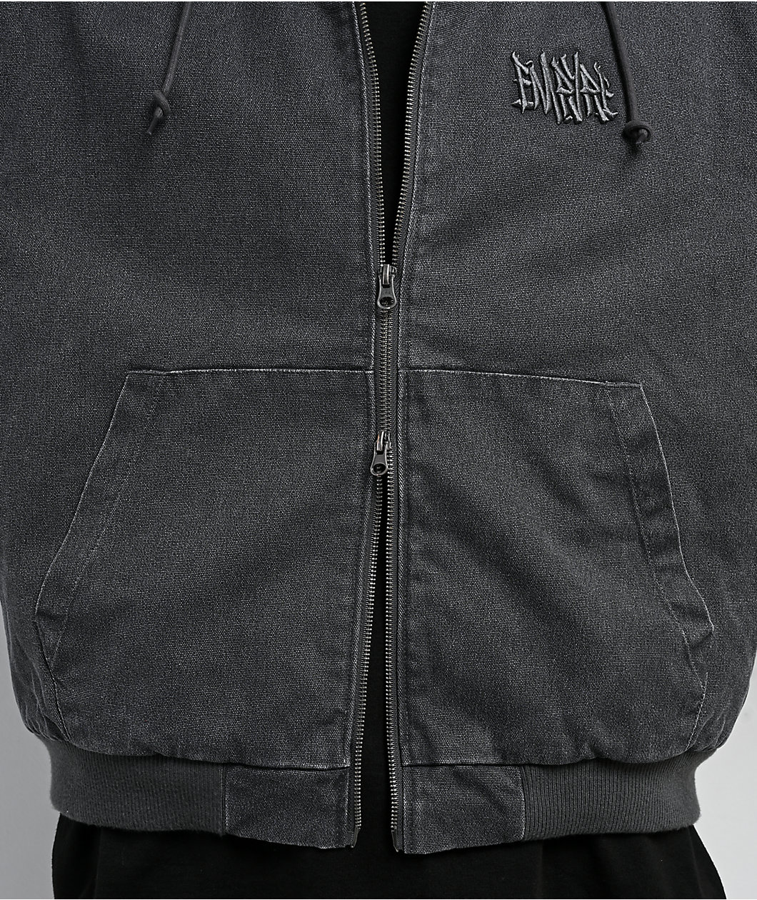 Empyre Hooded Black Wash Chore Jacket