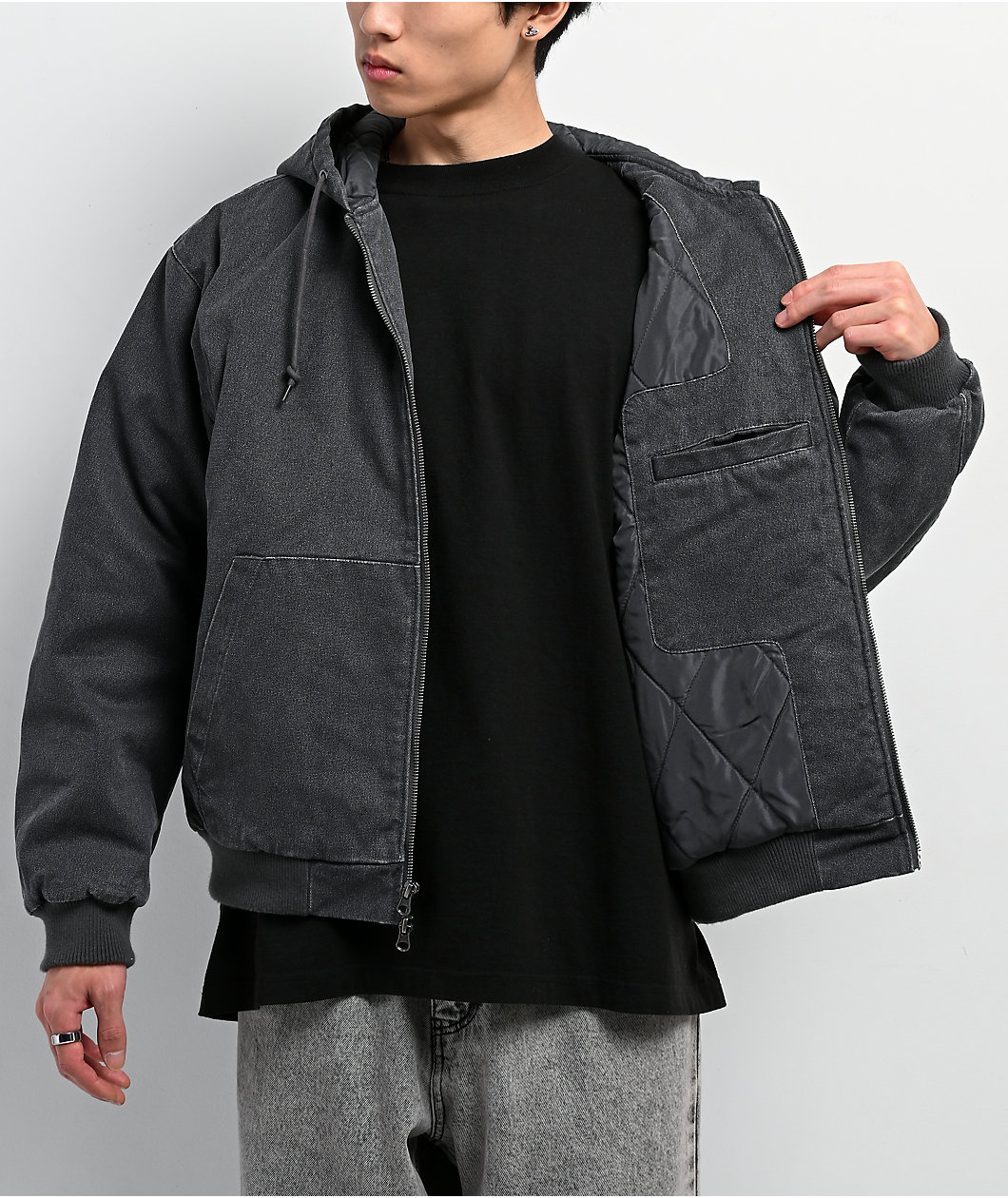 Empyre Hooded Black Wash Chore Jacket