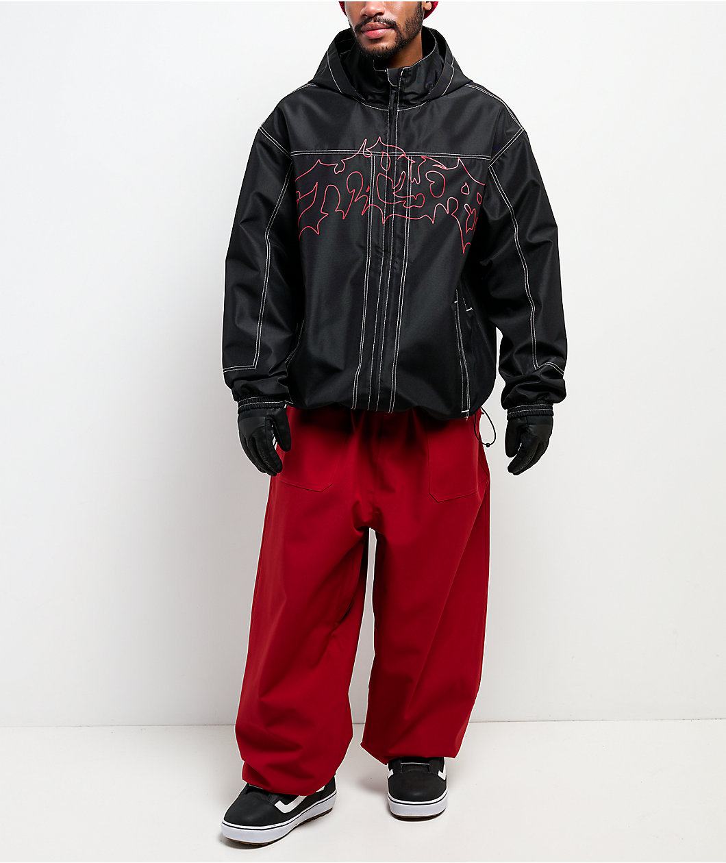 Empyre Hyak Red Loose Fit 10K Snowboard Pants