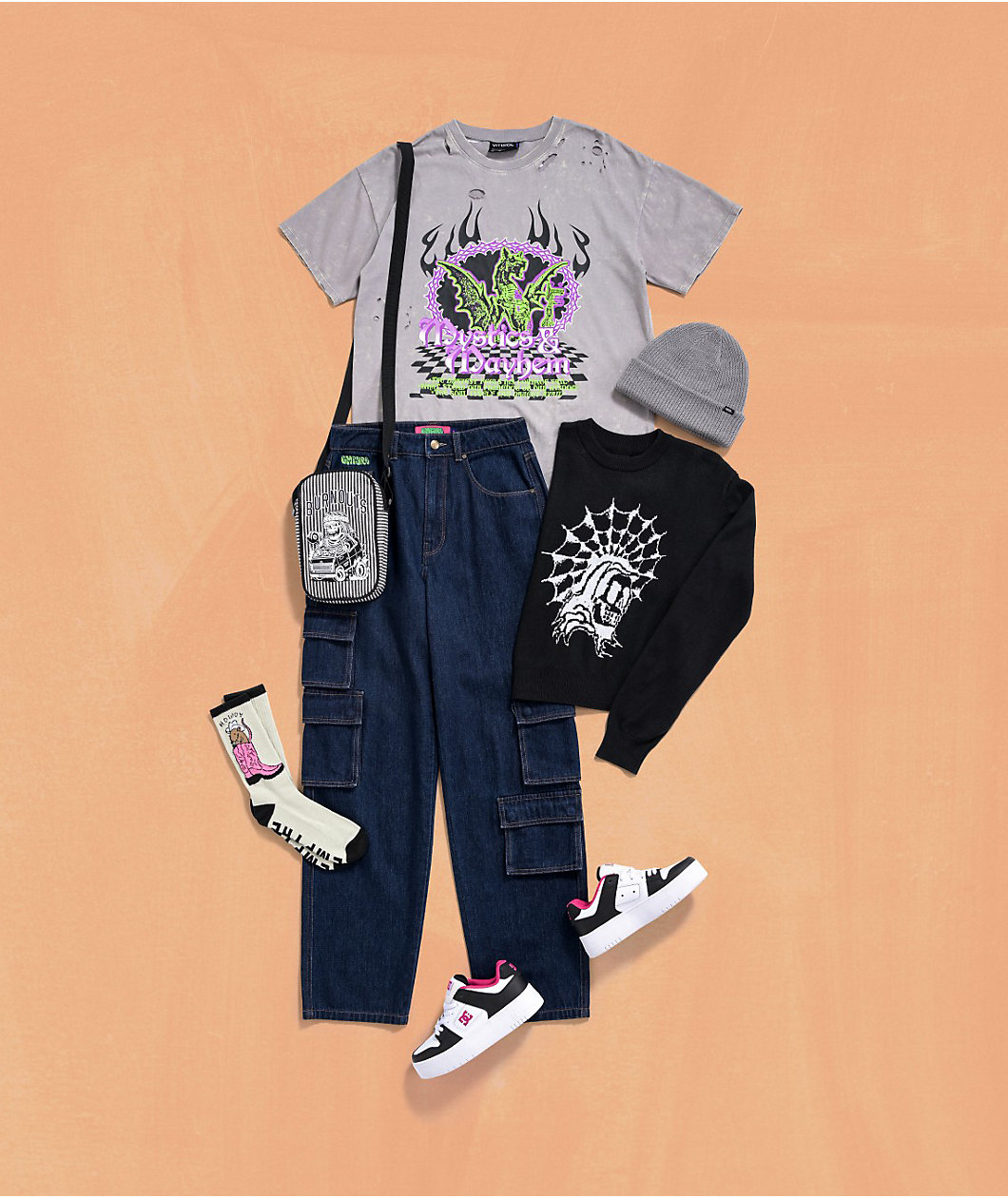 Empyre Jax Skull Black Crop Sweater