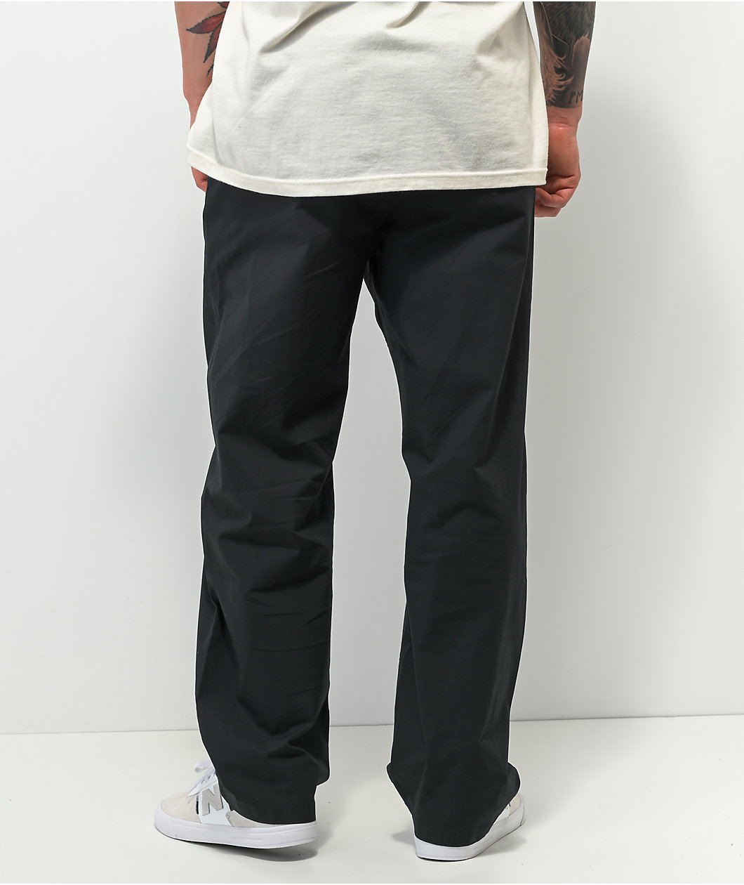 Empyre Johnny Poplin Loose Fit Black Elastic Waist Skate Pants