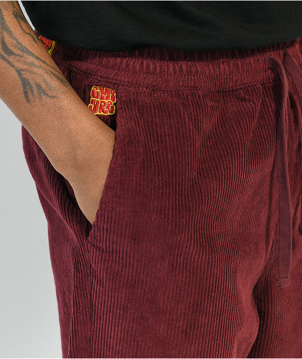 Empyre Johnny Red Elastic Waist Corduroy Skate Pants