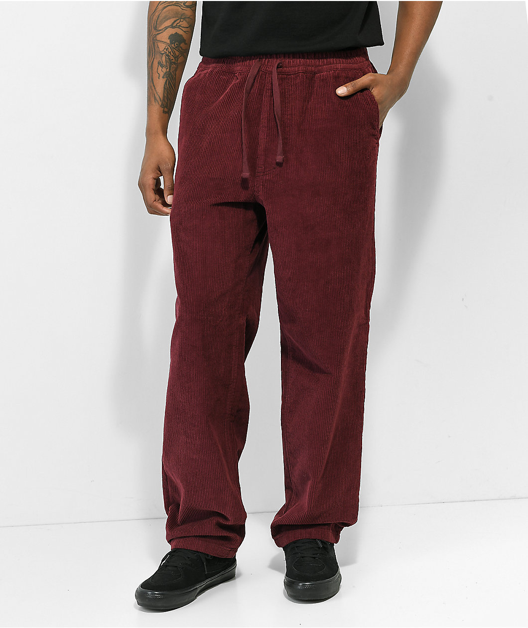 Empyre Johnny Red Elastic Waist Corduroy Skate Pants