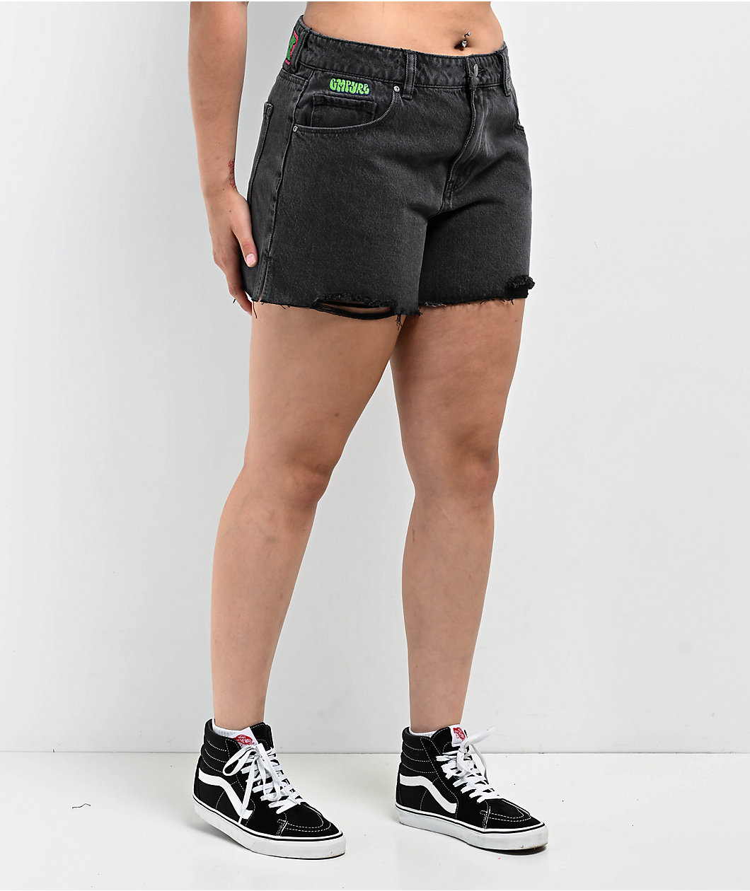 Empyre Kick Back Loose Fit Black Cutoff Shorts