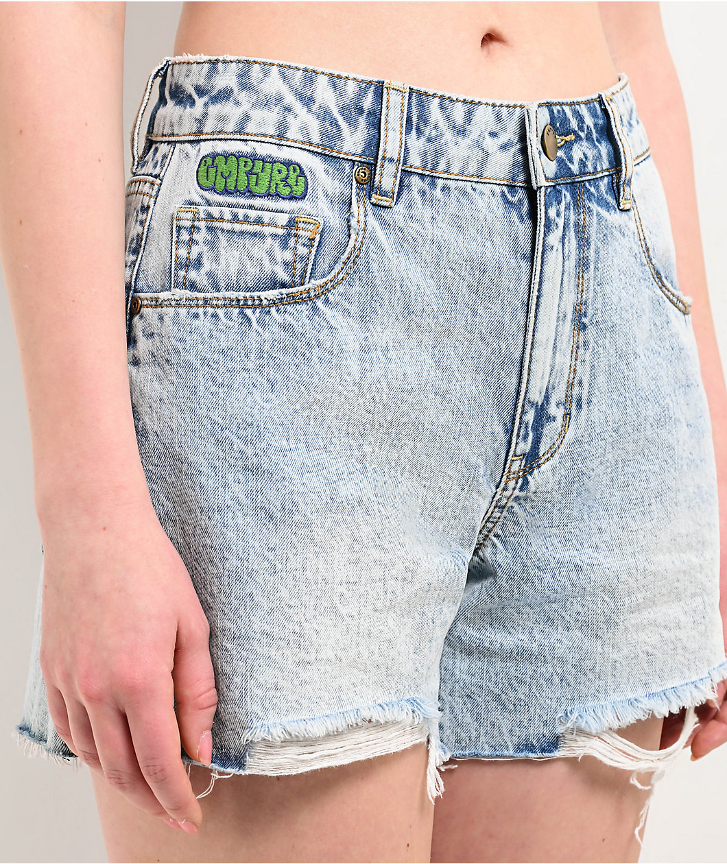 Empyre Kickback Light Wash Denim Cutoff Shorts