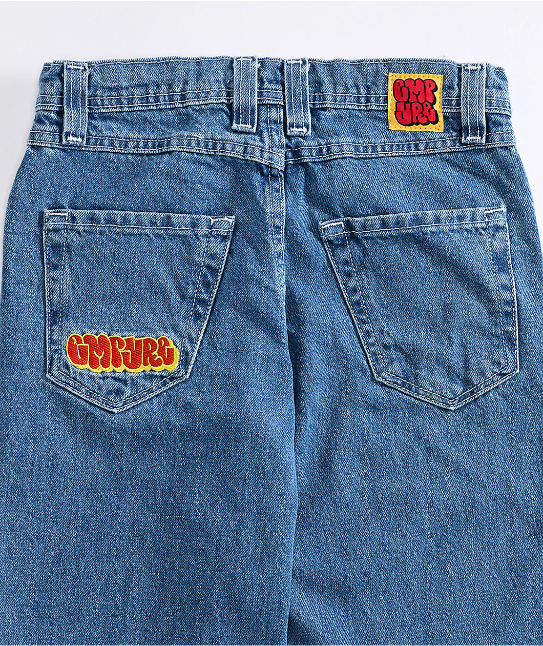 Empyre Kids Embroidered Loose Fit Blue Denim Skate Jeans