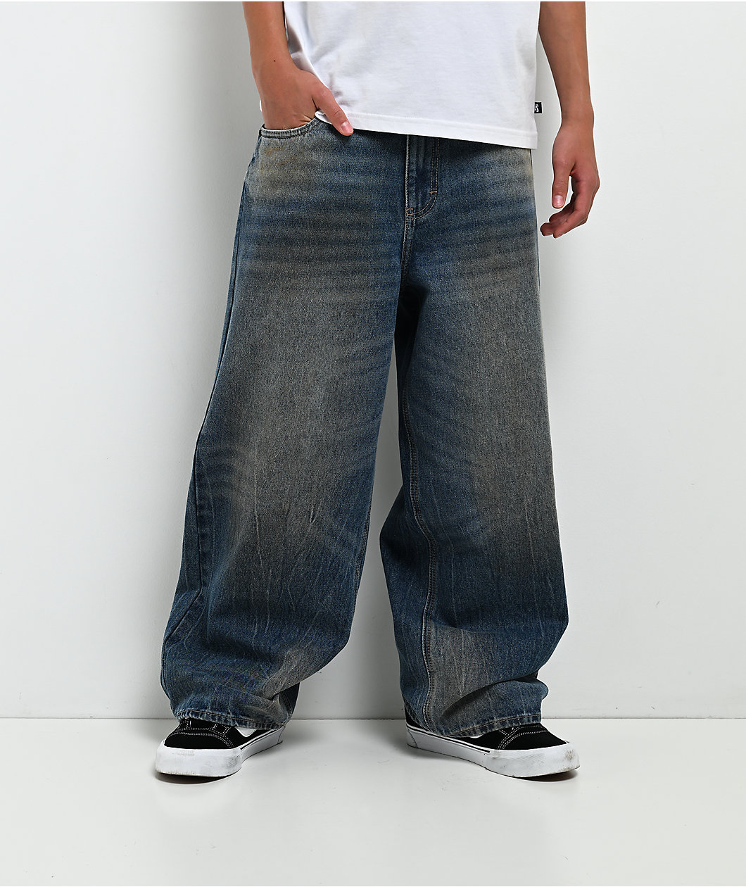 Empyre Kids Horse Power Blue Wash Ultra Wide Skate Jeans