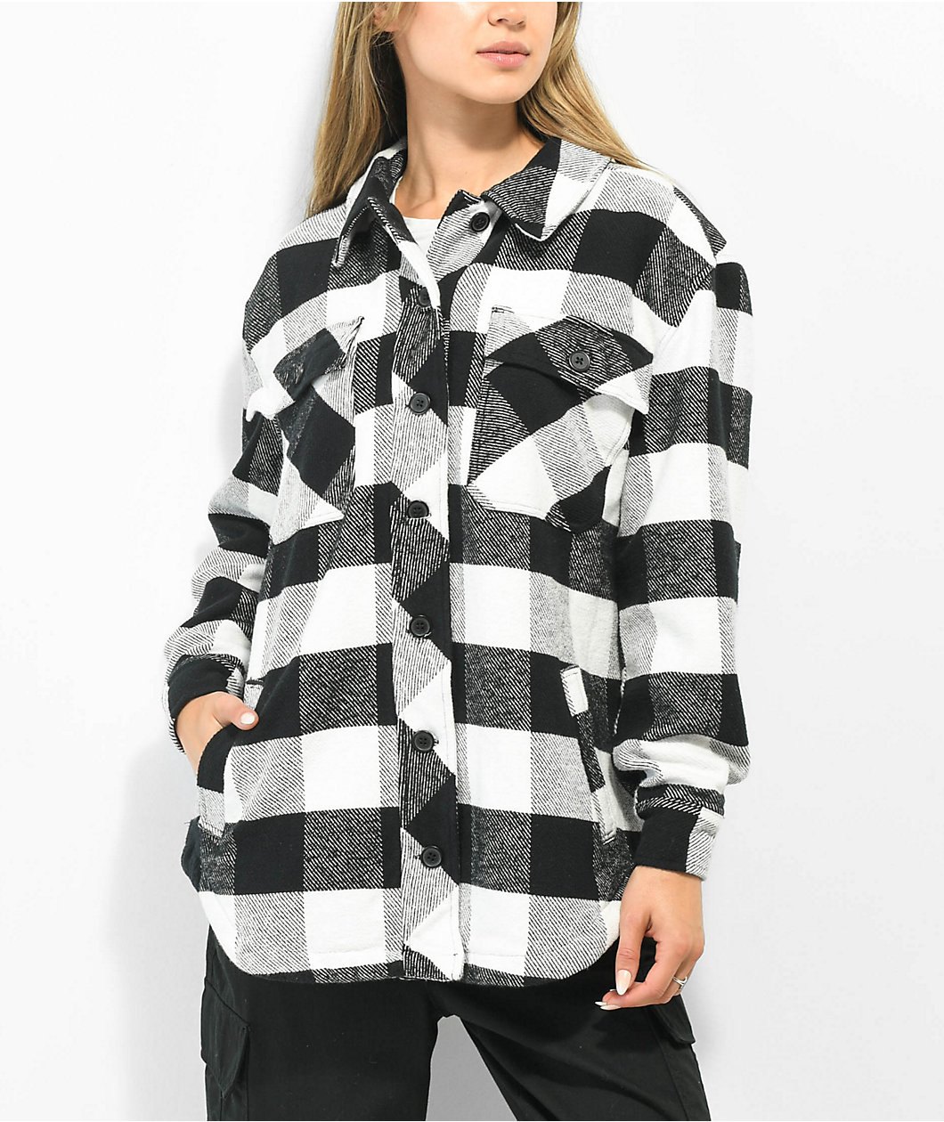 Empyre Kiva Black & White Brushed Plaid Jacket