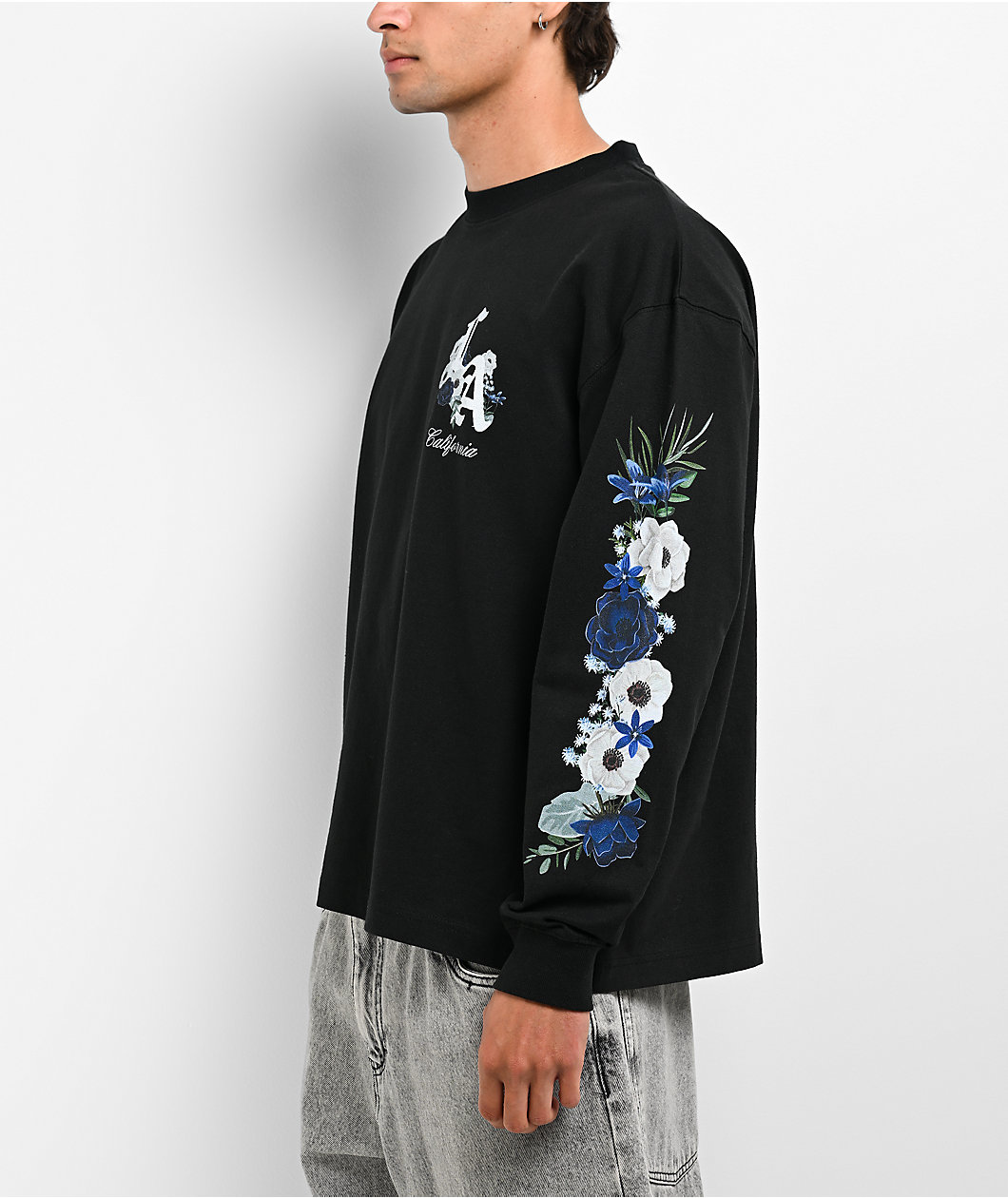 Empyre LA Floral Black Long Sleeve Boxy T-Shirt