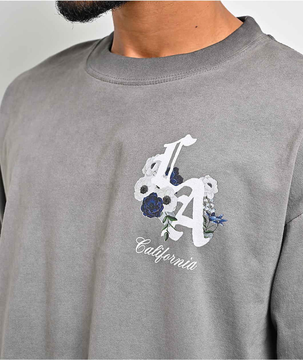 Empyre LA Floral Grey Oil Wash Long Sleeve T-Shirt