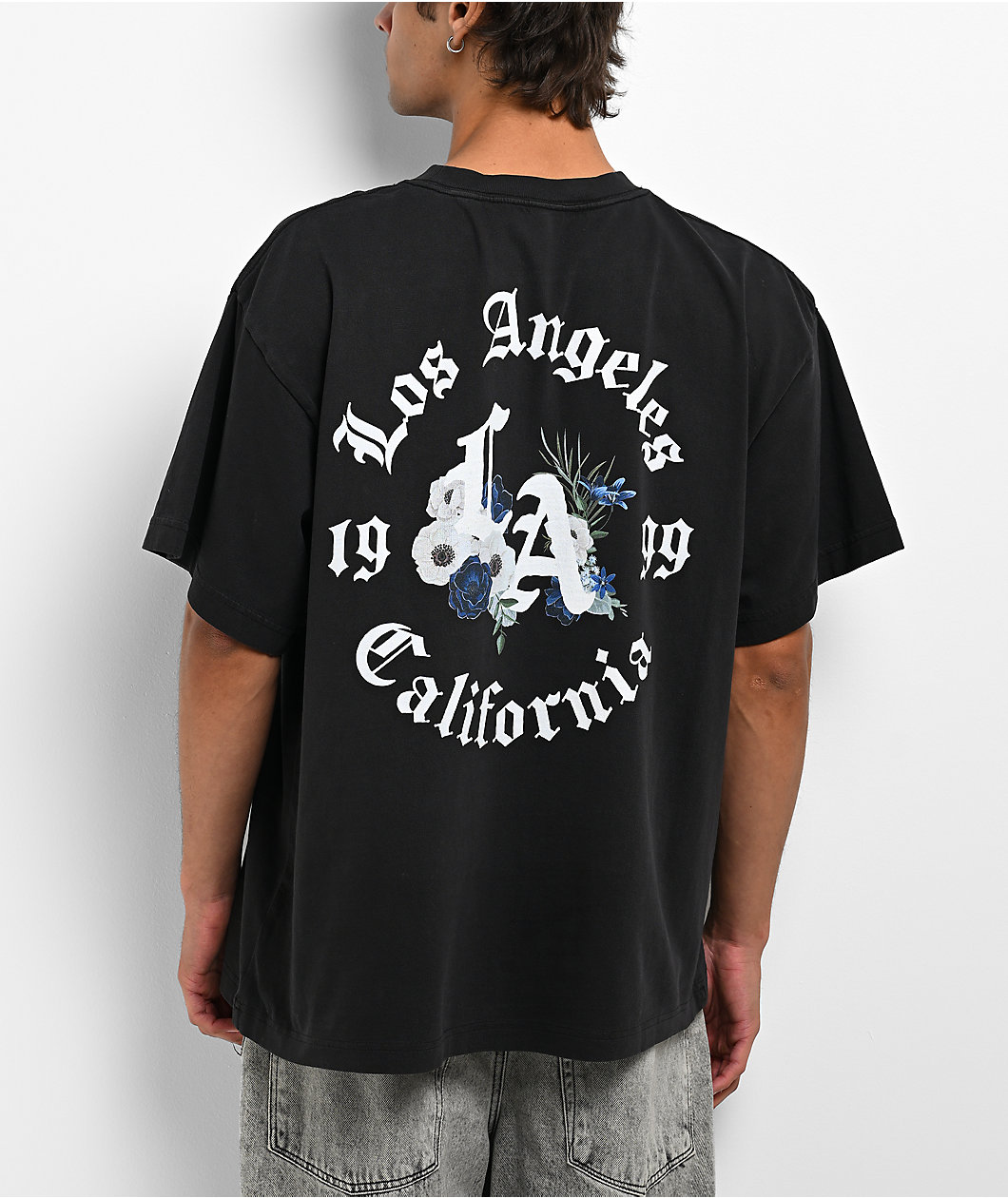 Empyre LA Floral Vintage Black Boxy T-Shirt