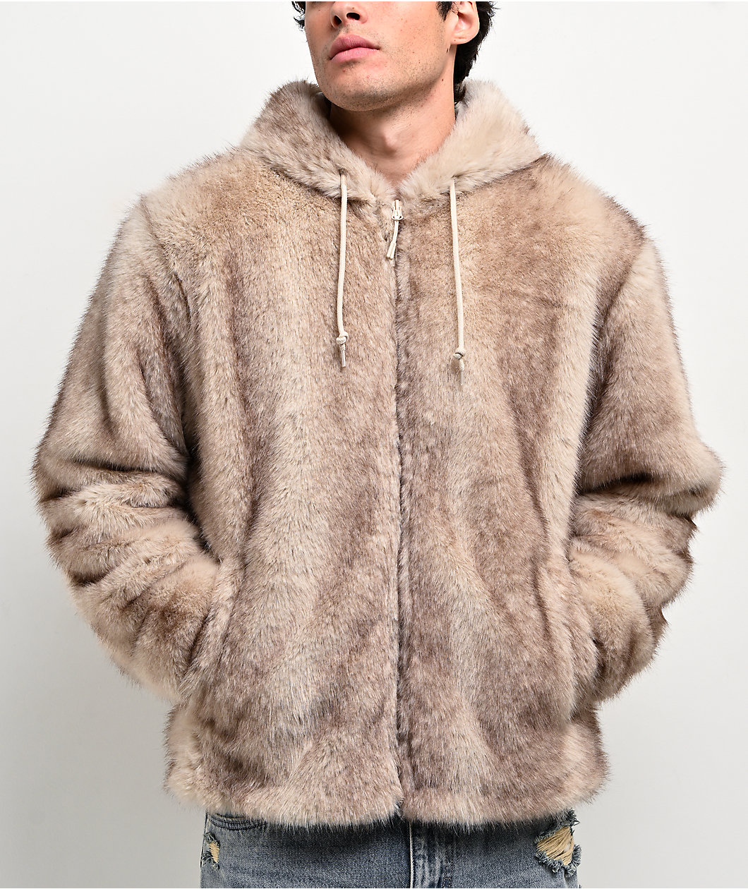Empyre Liger Beige Faux Fur Jacket