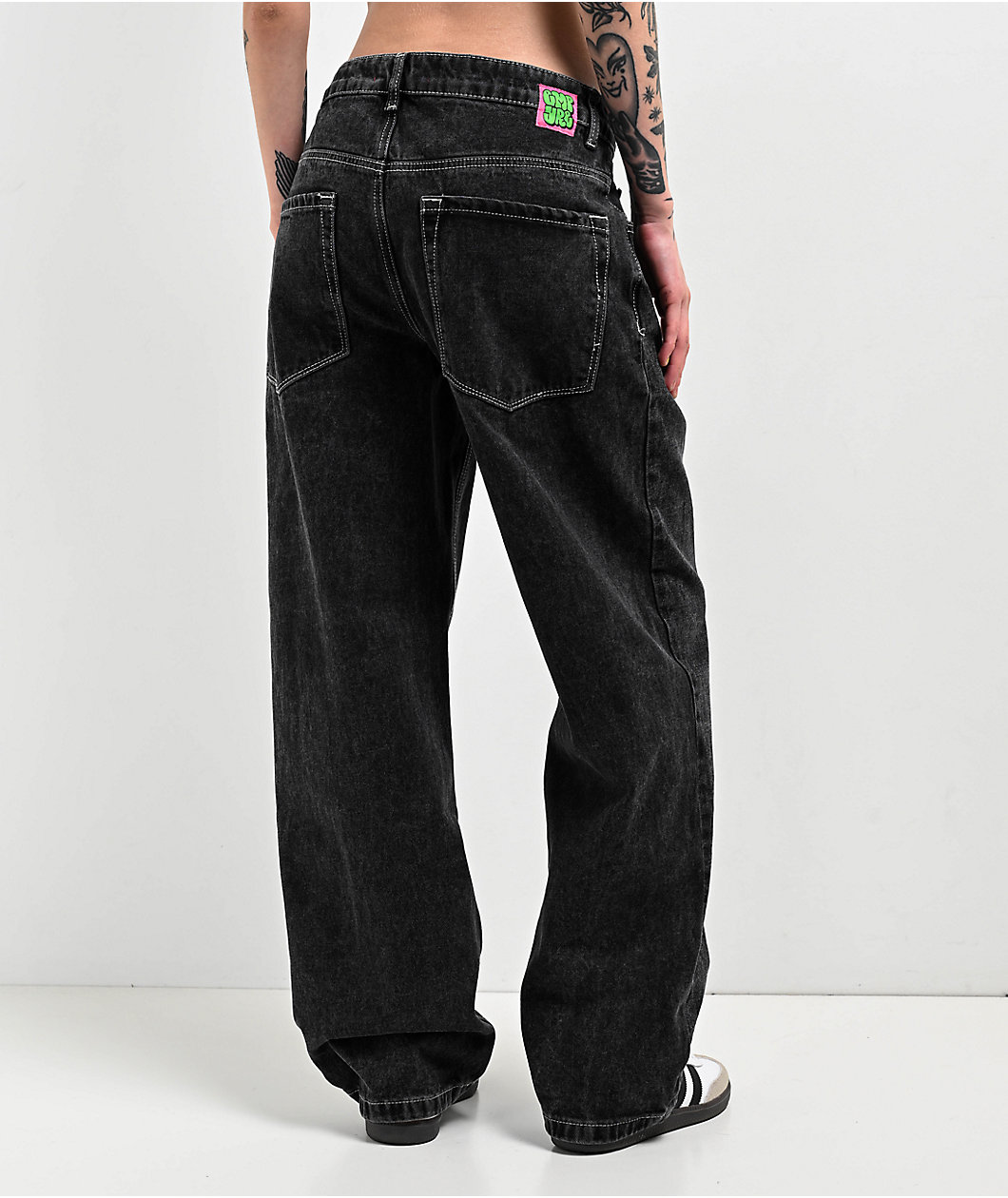 Empyre Loiter Slouchy Black Wash Straight Leg Denim Jeans