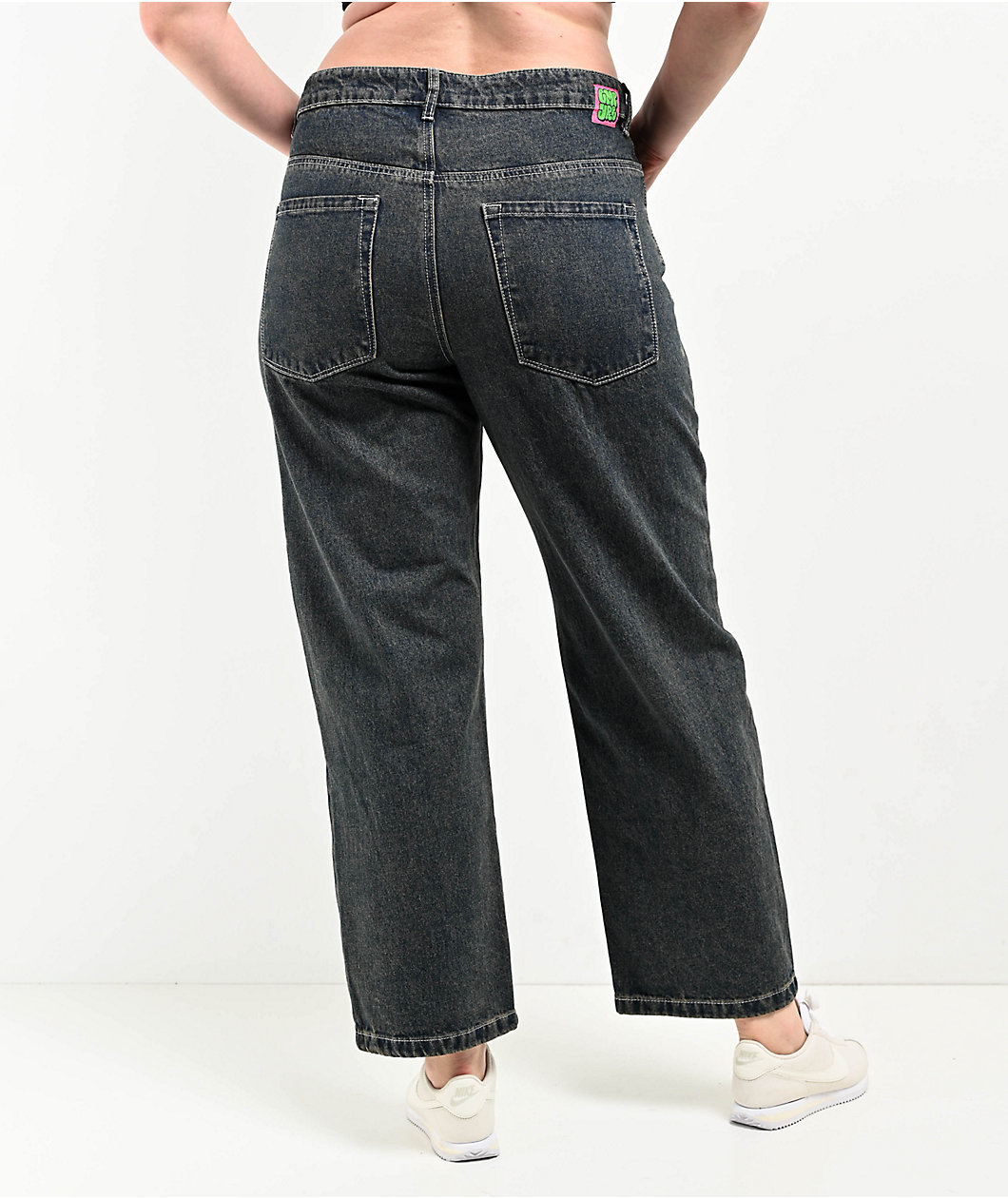 Empyre Loiter Slouchy Straight Leg Petrol Blue Denim Jeans