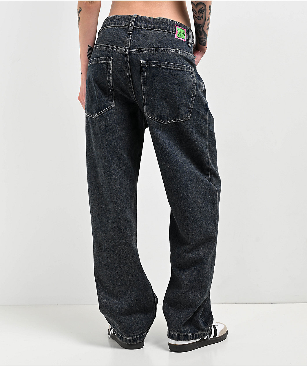 Empyre Loiter Slouchy Straight Leg Petrol Blue Denim Jeans