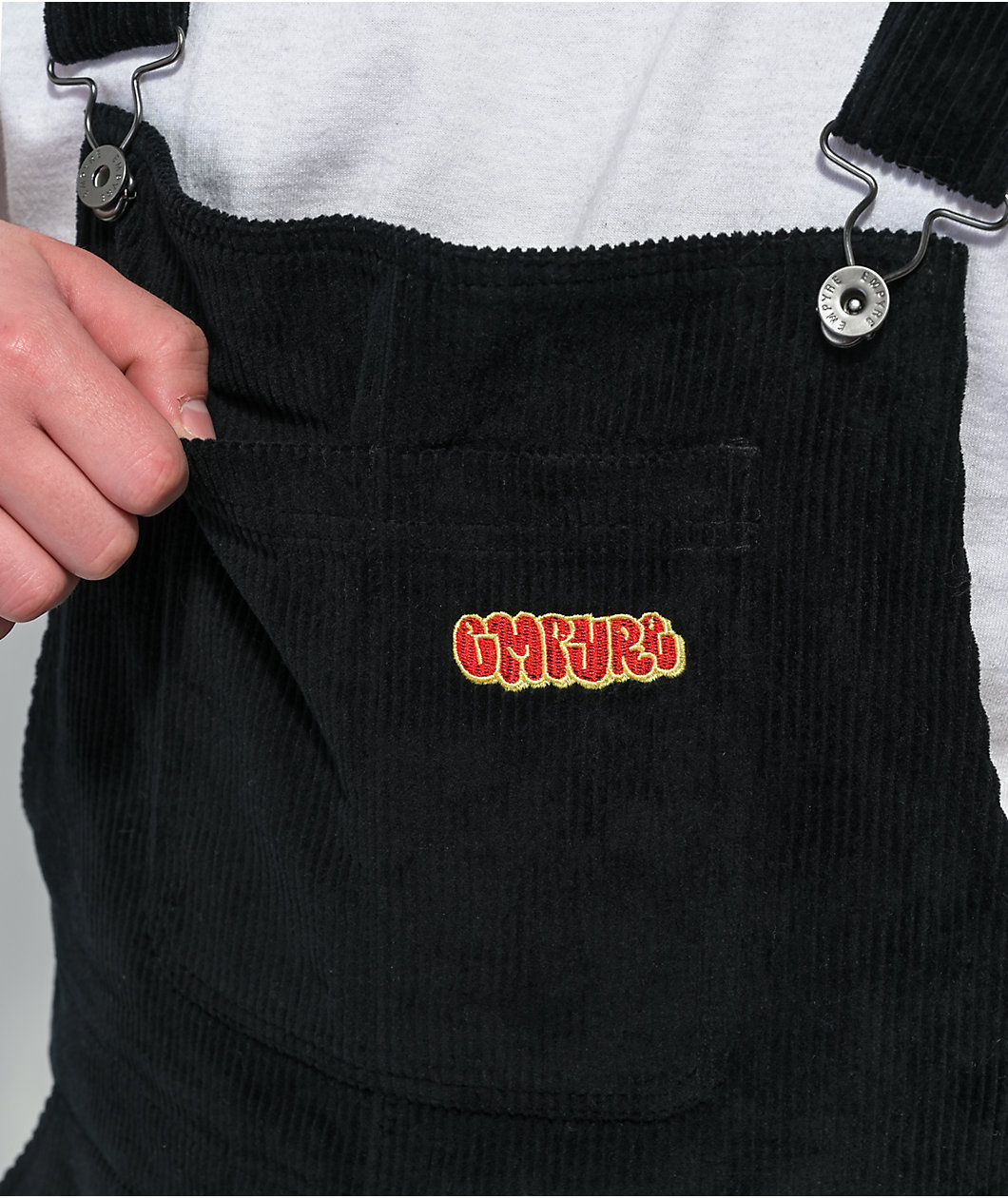 Empyre Loose Fit Black Corduroy Overalls