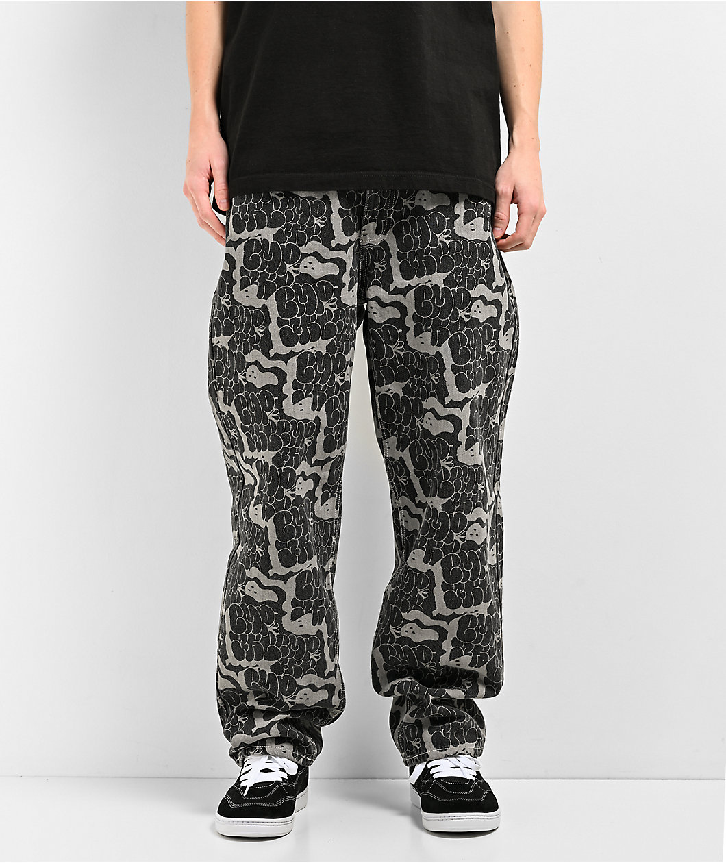 Empyre Loose Fit Bubble Print Black & Grey Skate Jeans