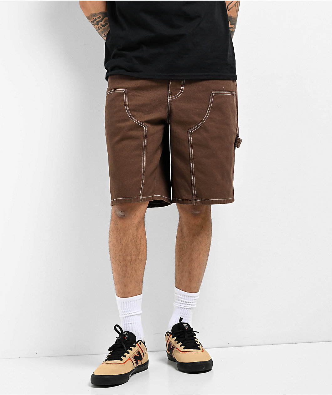 Empyre Loose Fit Double Knee Brown Shorts