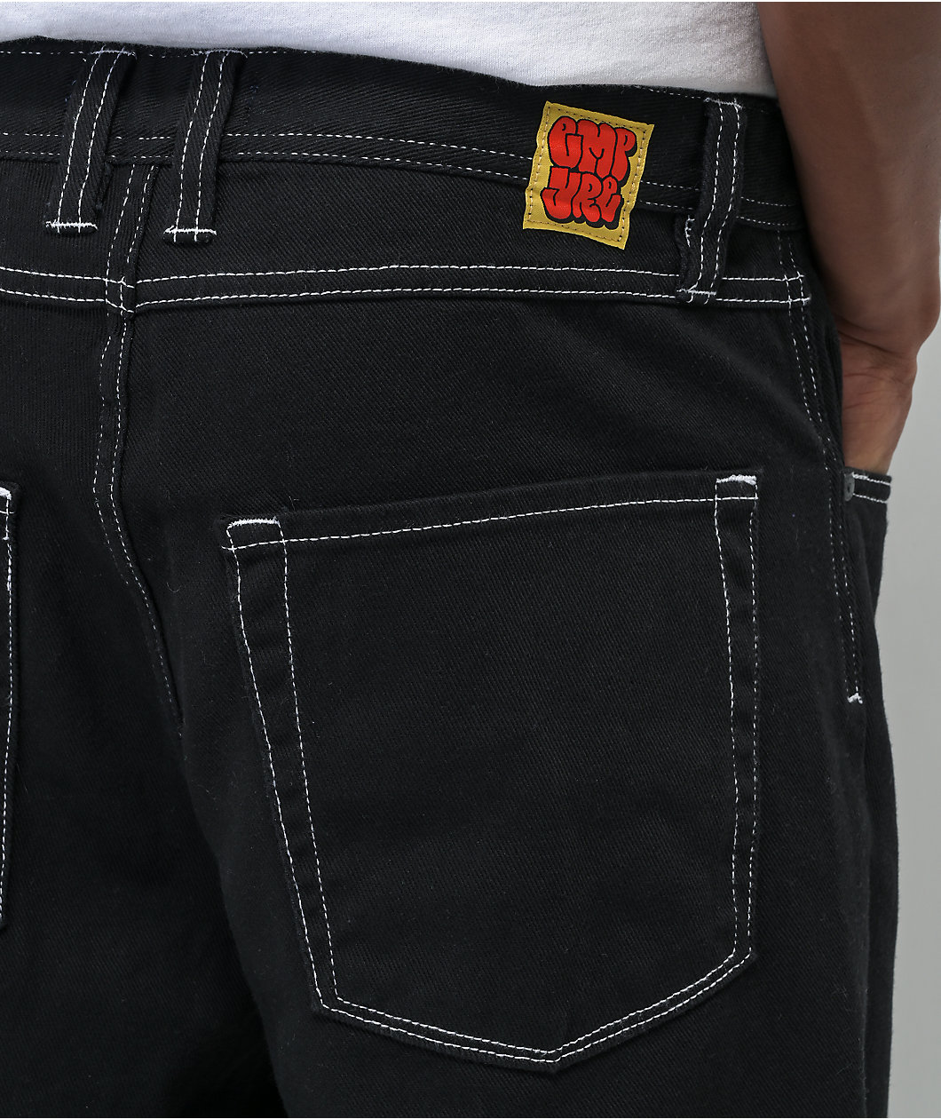 Empyre Loose Fit Embroidered Black Denim Skate Pants