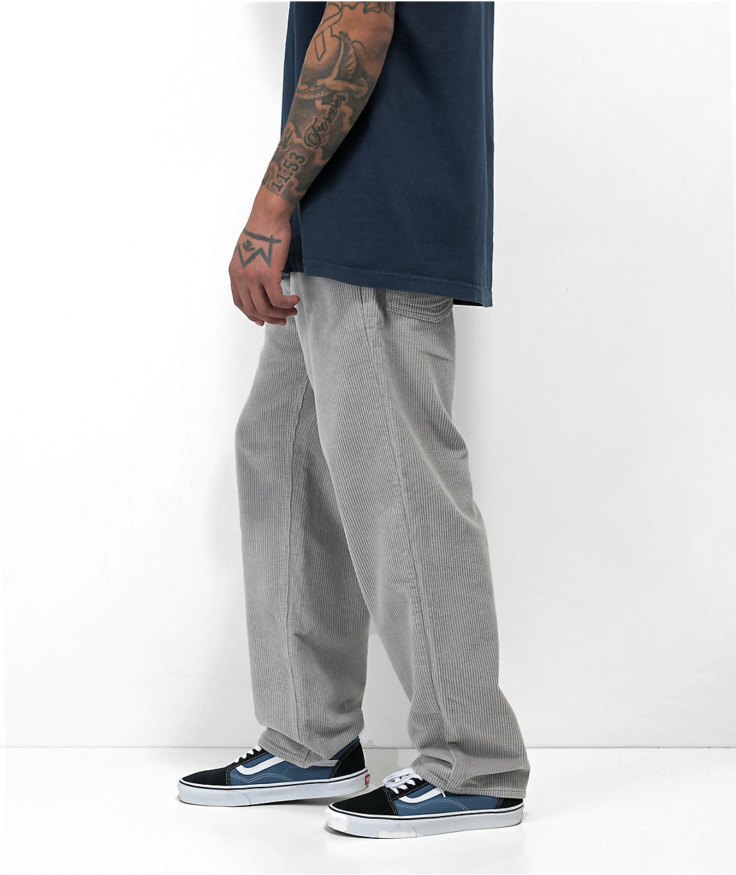 Empyre Loose Fit Grey Corduroy Skate Pants