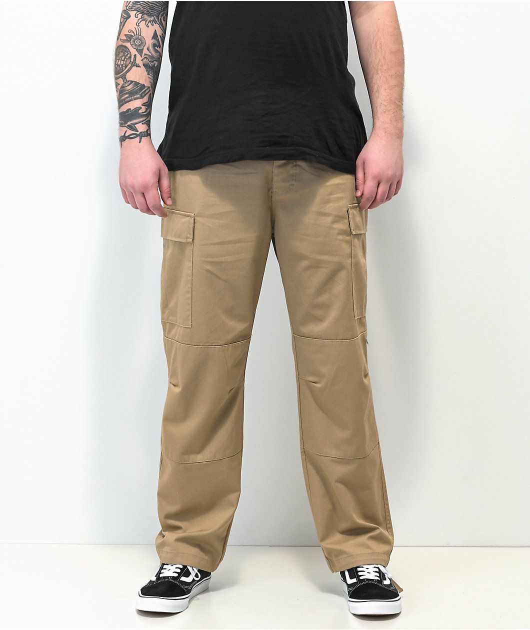 Empyre Loose Fit Khaki Cargo Skate Pants
