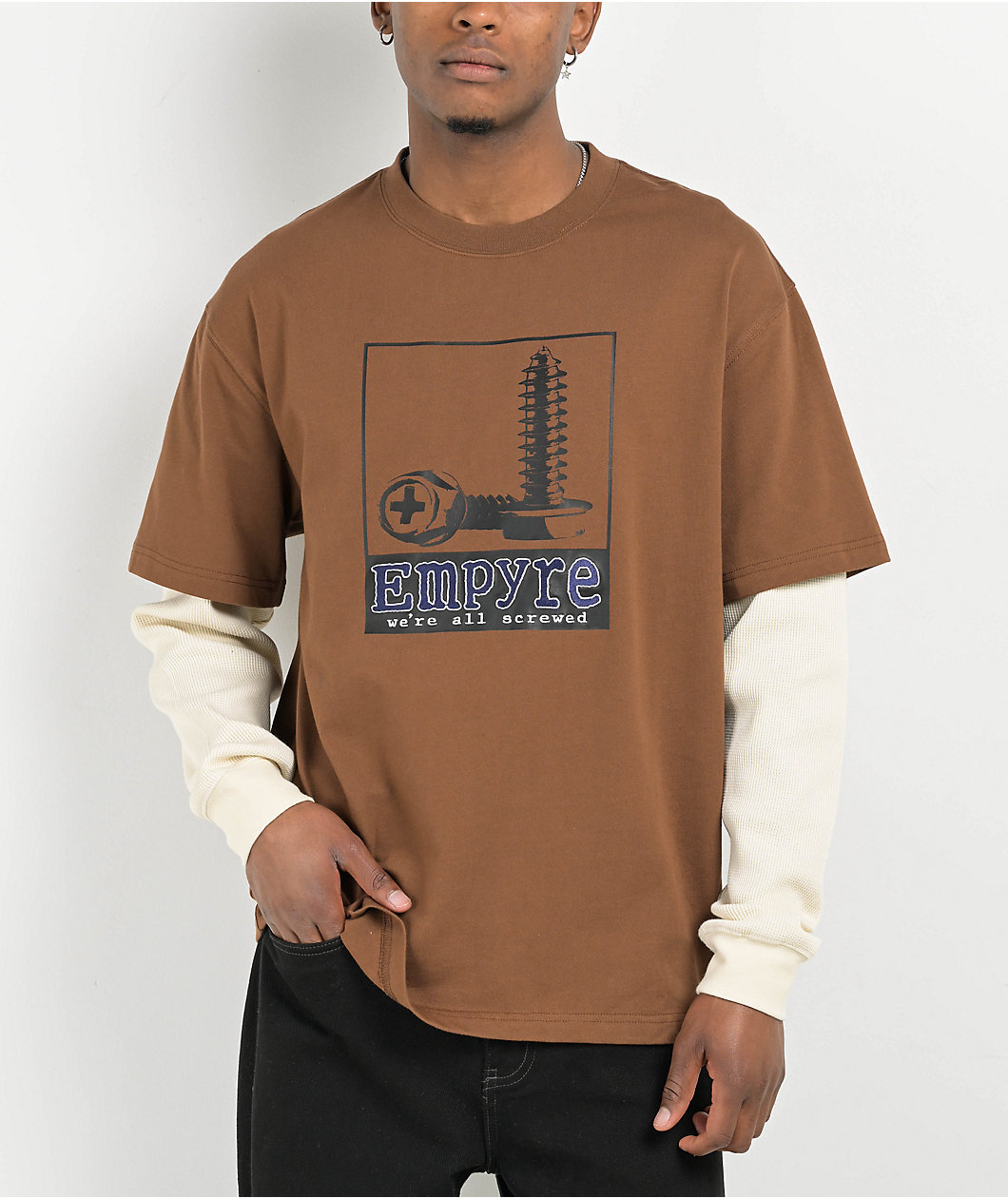 Empyre Loose Screw Brown & Cream 2fer Long Sleeve T-Shirt